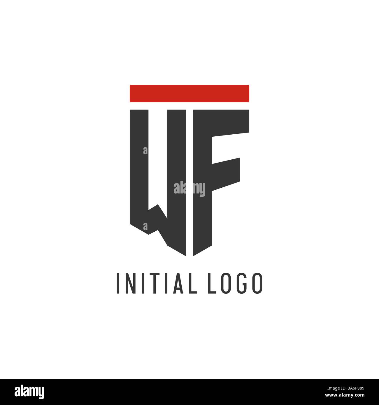 WF initial esport logo with simple shield design style vector graphic Stock Vector