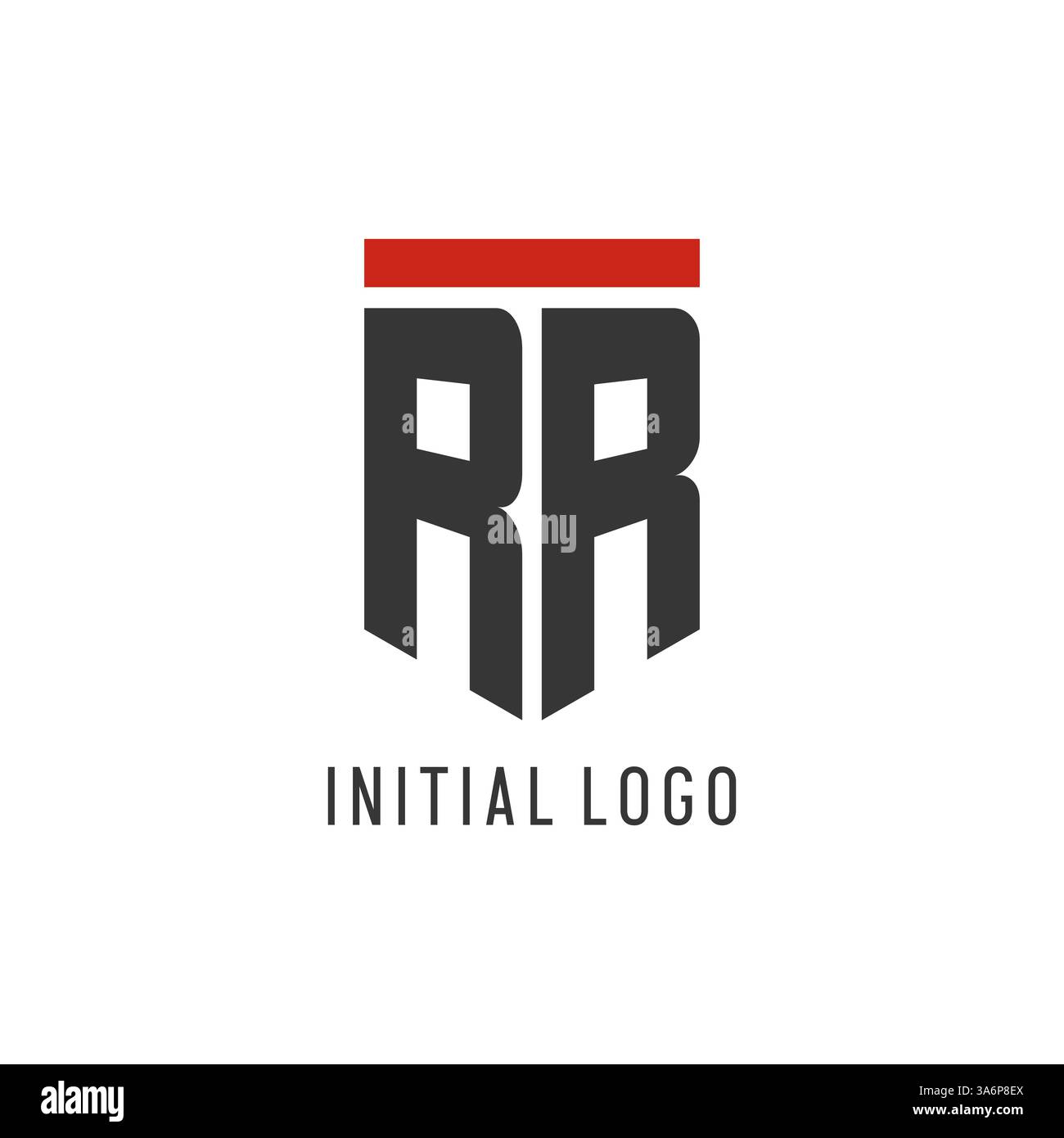 RR initial esport logo with simple shield design style vector graphic Stock Vector