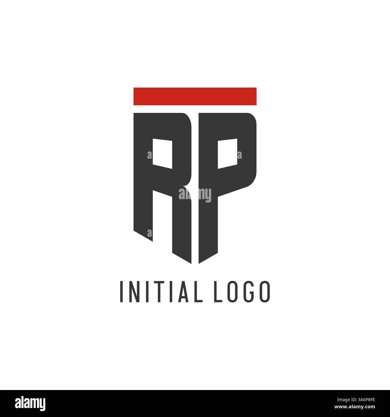 RP initial esport logo with simple shield design style vector graphic Stock Vector