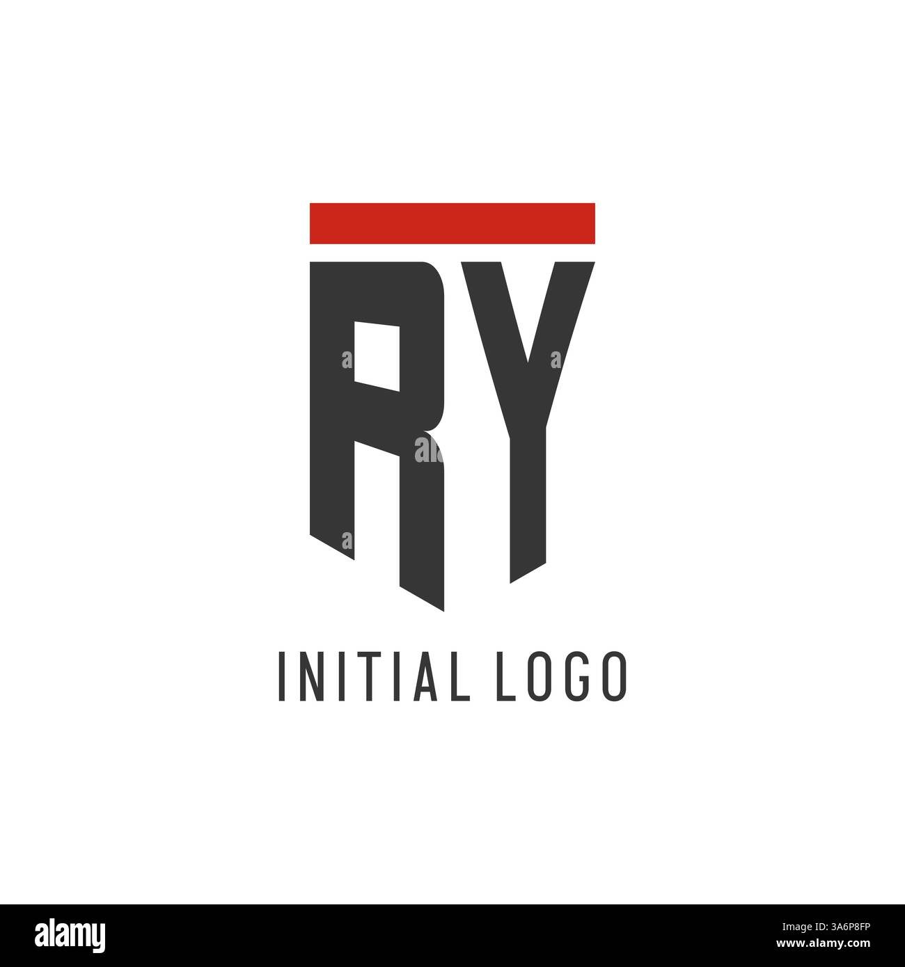 RY initial esport logo with simple shield design style vector graphic Stock Vector
