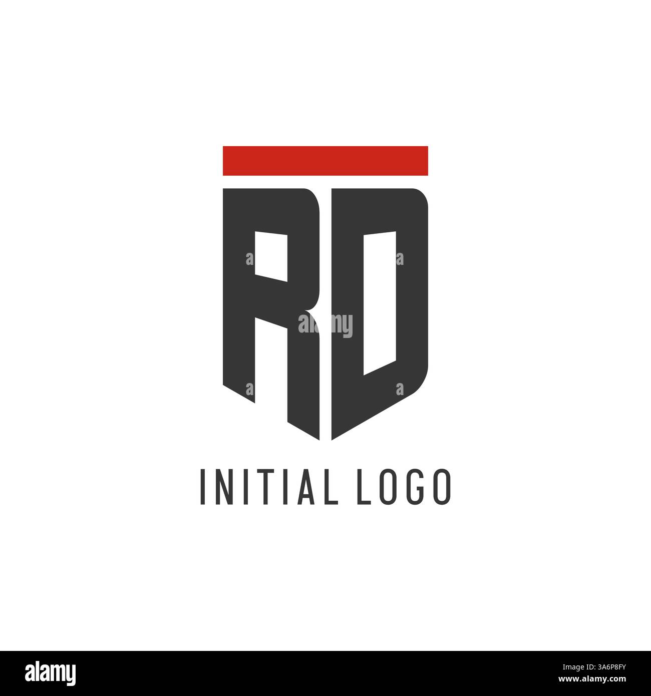 RD initial esport logo with simple shield design style vector graphic Stock Vector