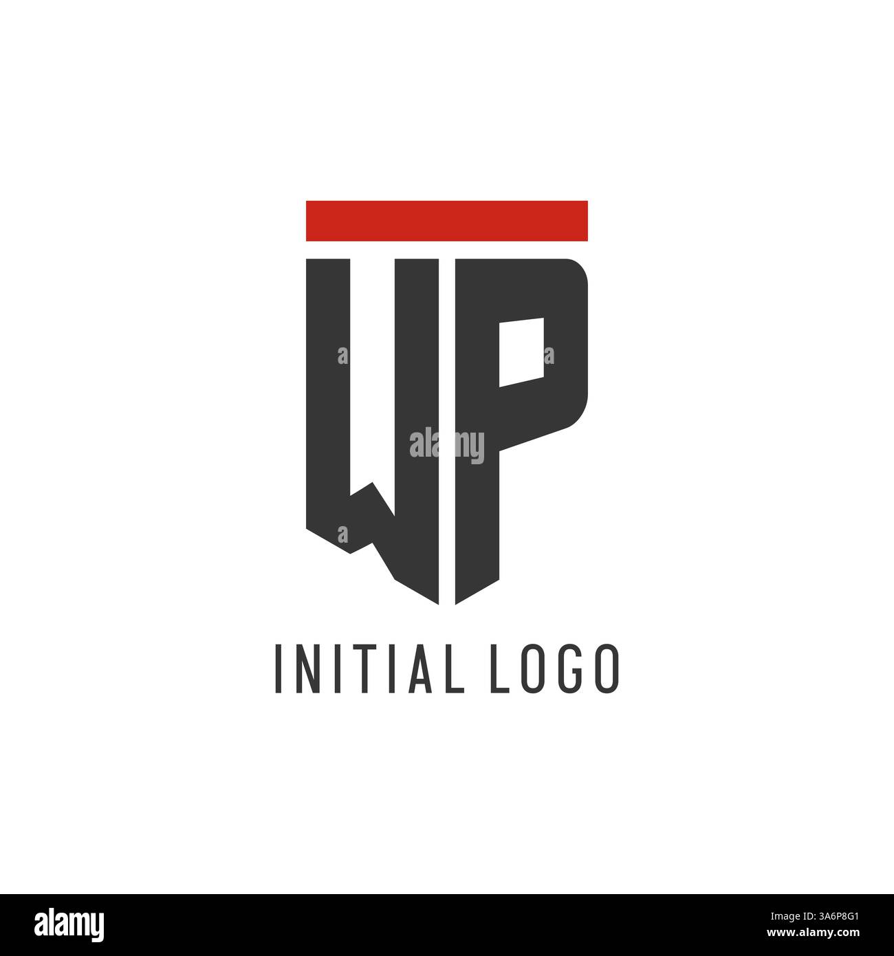WP initial esport logo with simple shield design style vector graphic Stock Vector