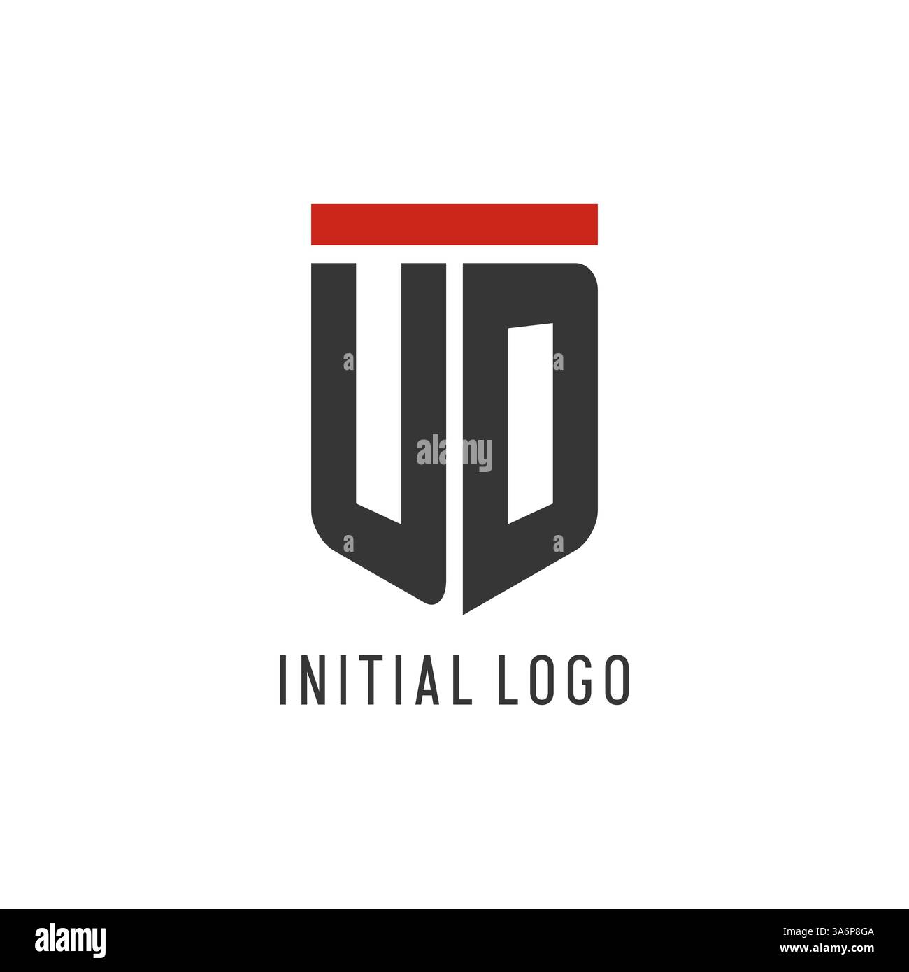 UD initial esport logo with simple shield design style vector graphic Stock Vector