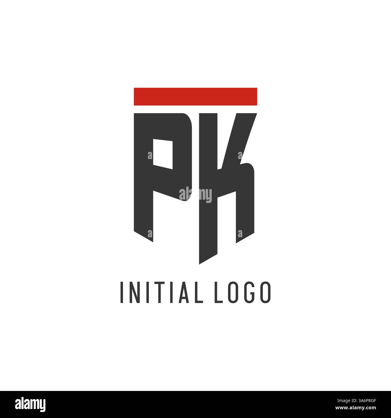 PK initial esport logo with simple shield design style vector graphic Stock Vector