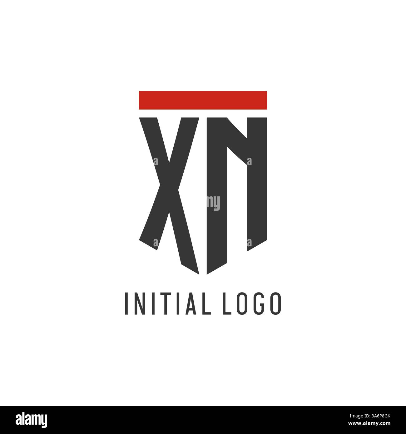 XN initial esport logo with simple shield design style vector graphic Stock Vector