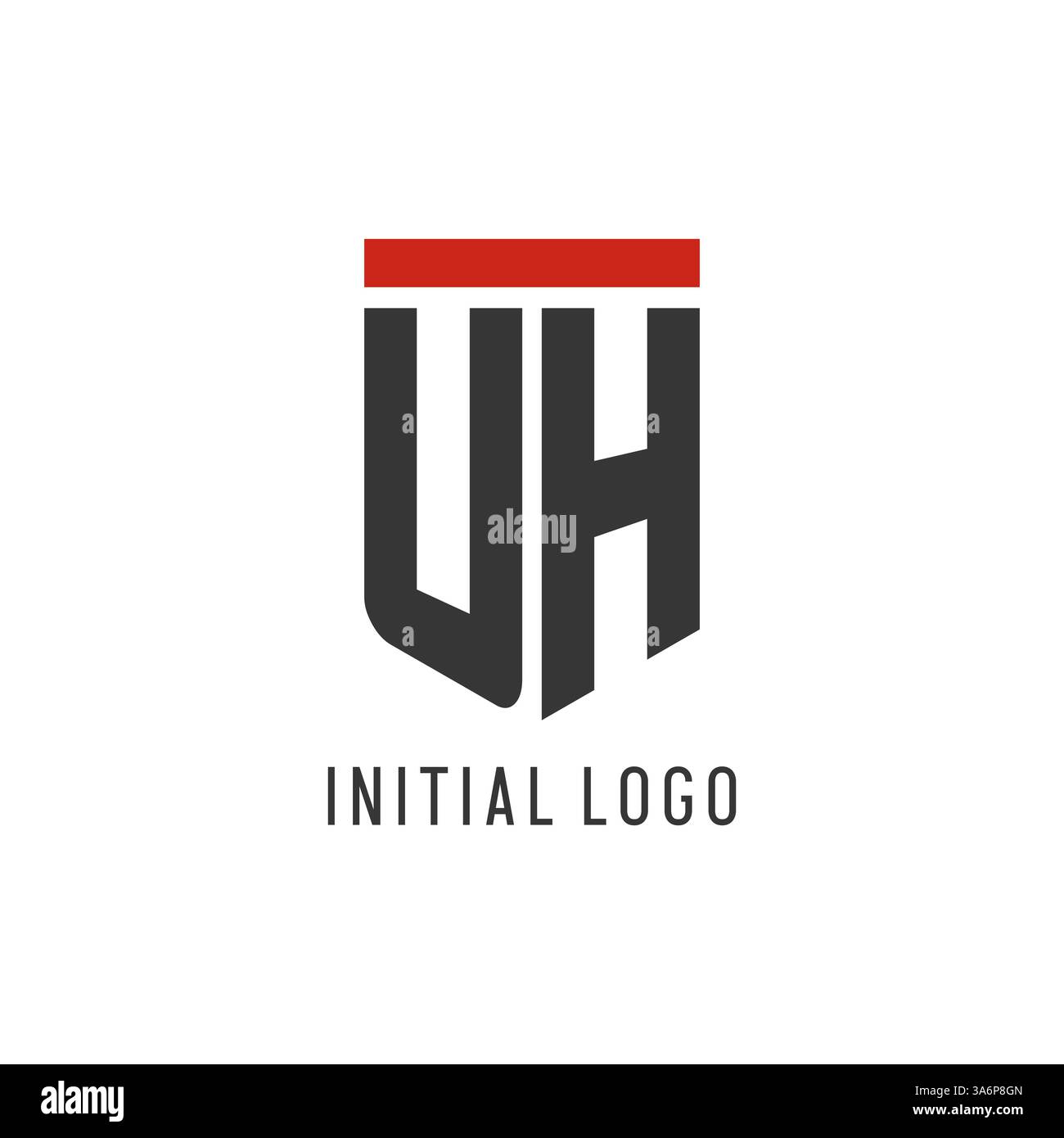 UH initial esport logo with simple shield design style vector graphic Stock Vector