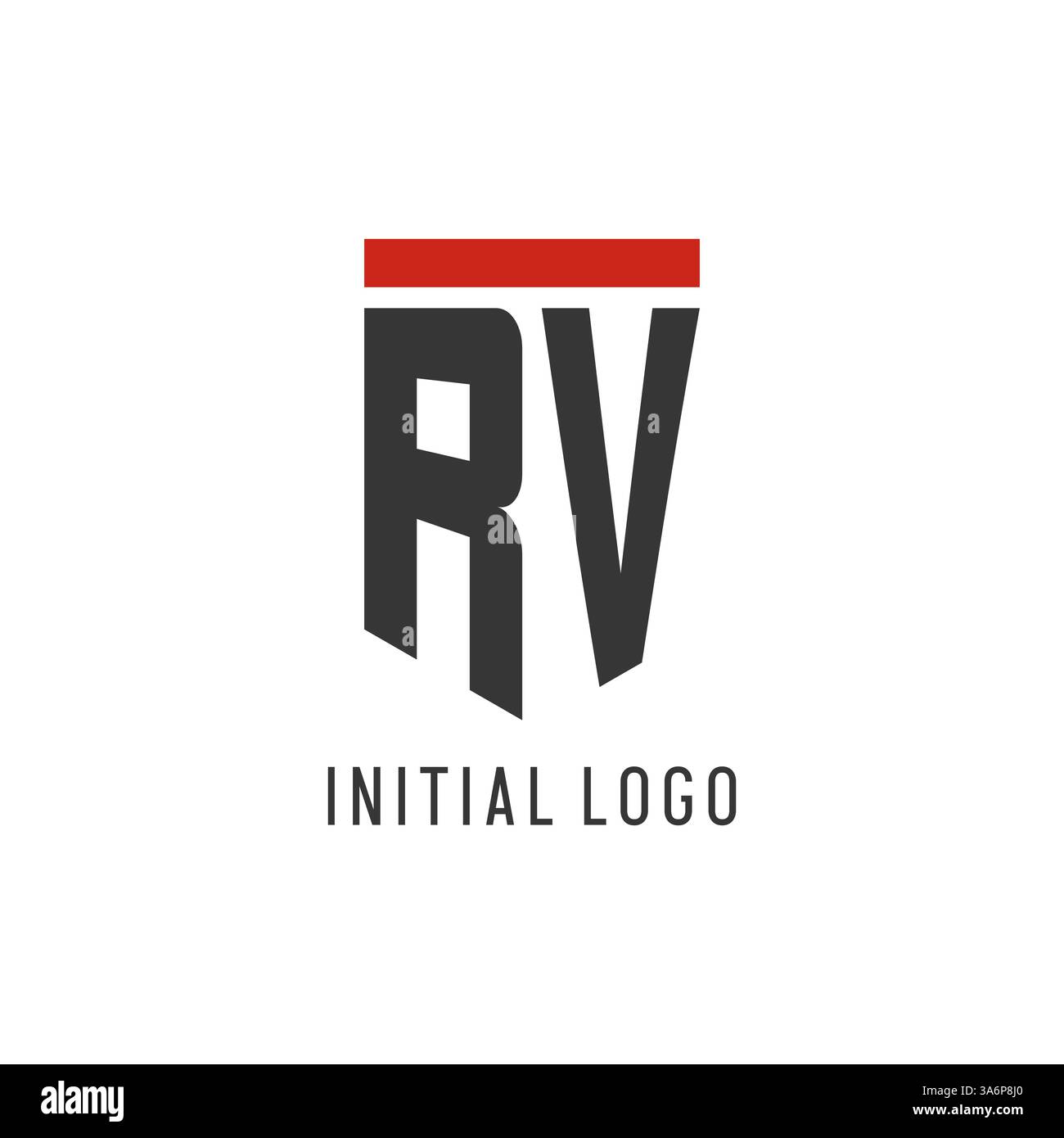 RV initial esport logo with simple shield design style vector graphic Stock Vector