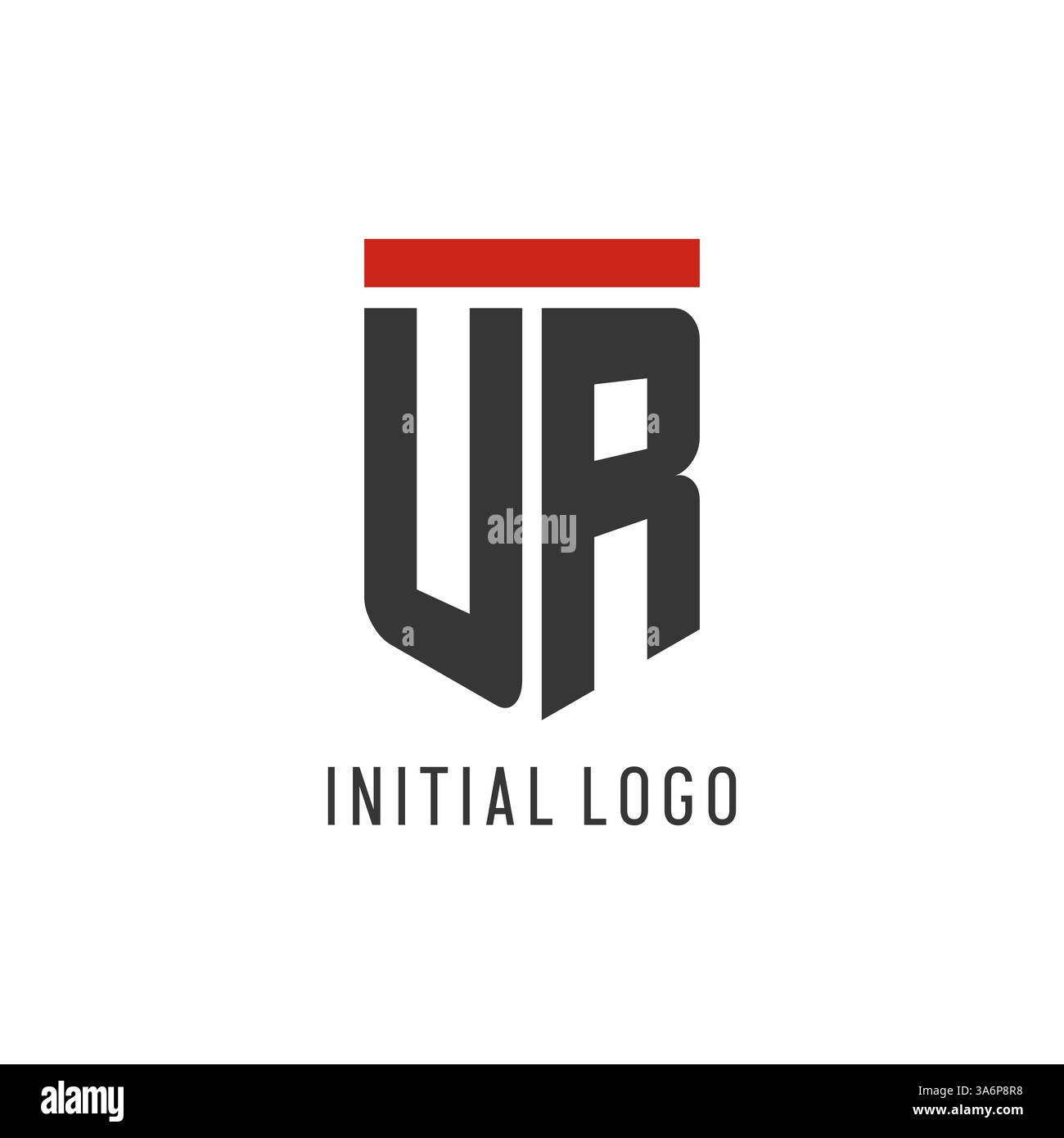 UR initial esport logo with simple shield design style vector graphic Stock Vector
