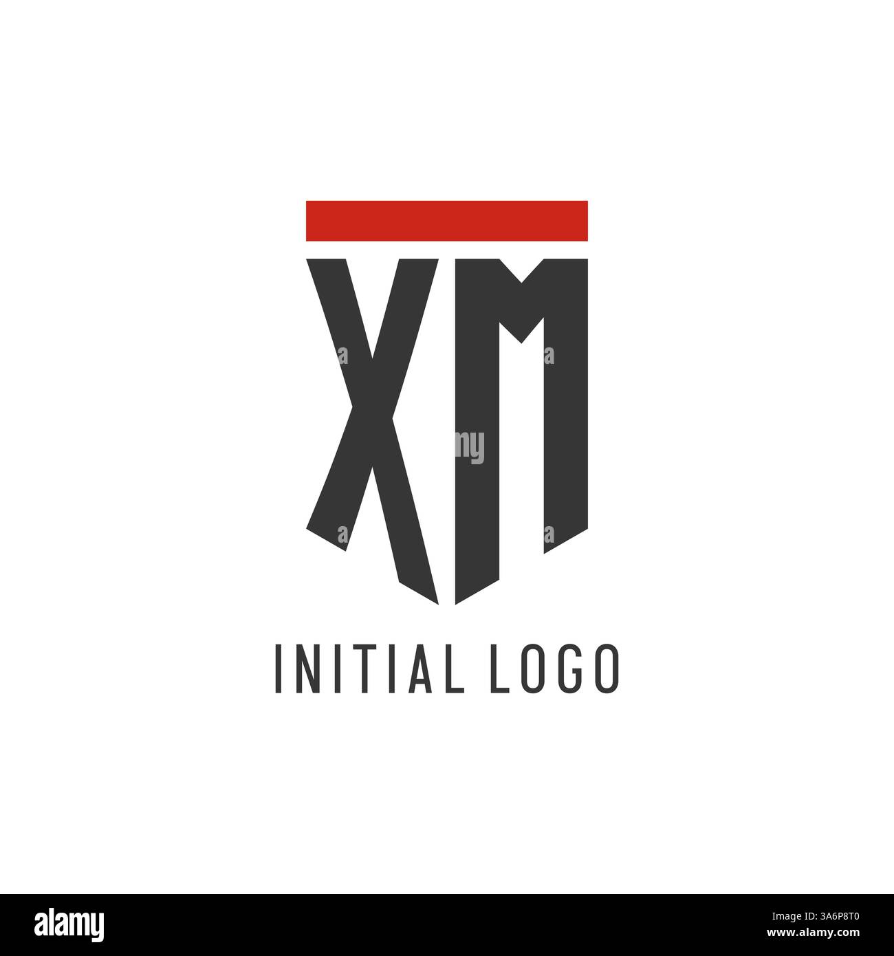 XM initial esport logo with simple shield design style vector graphic Stock Vector