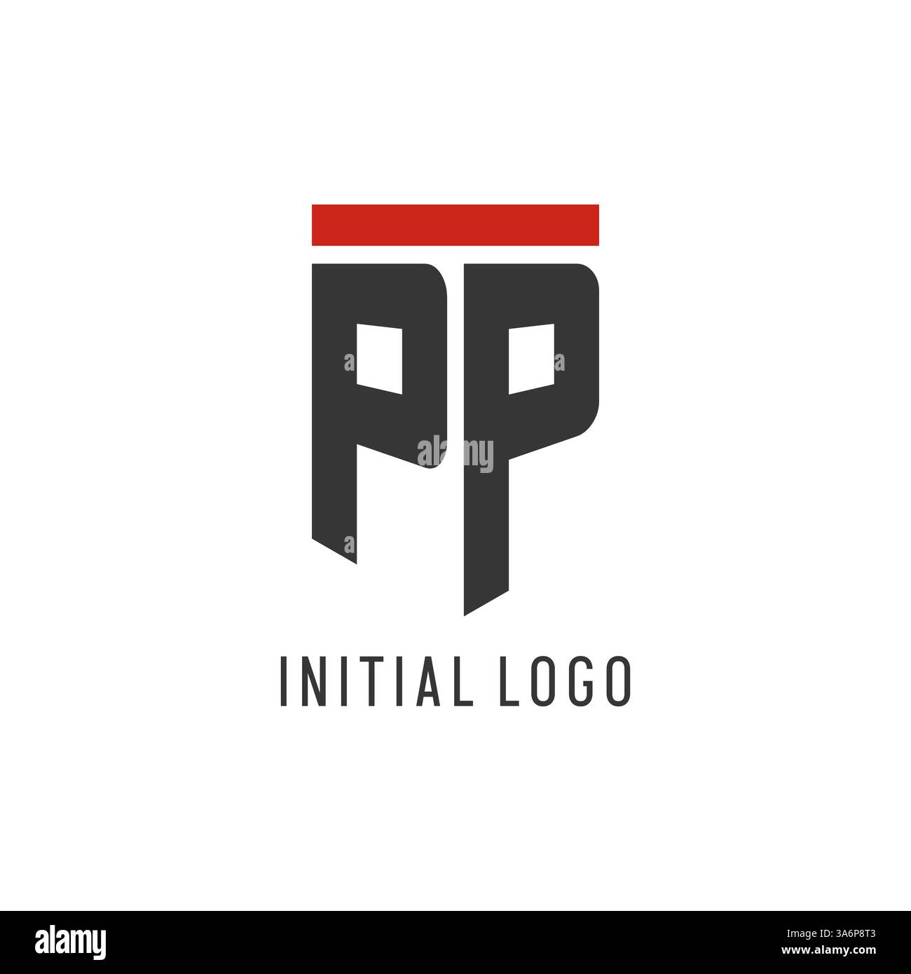 PP initial esport logo with simple shield design style vector graphic Stock Vector