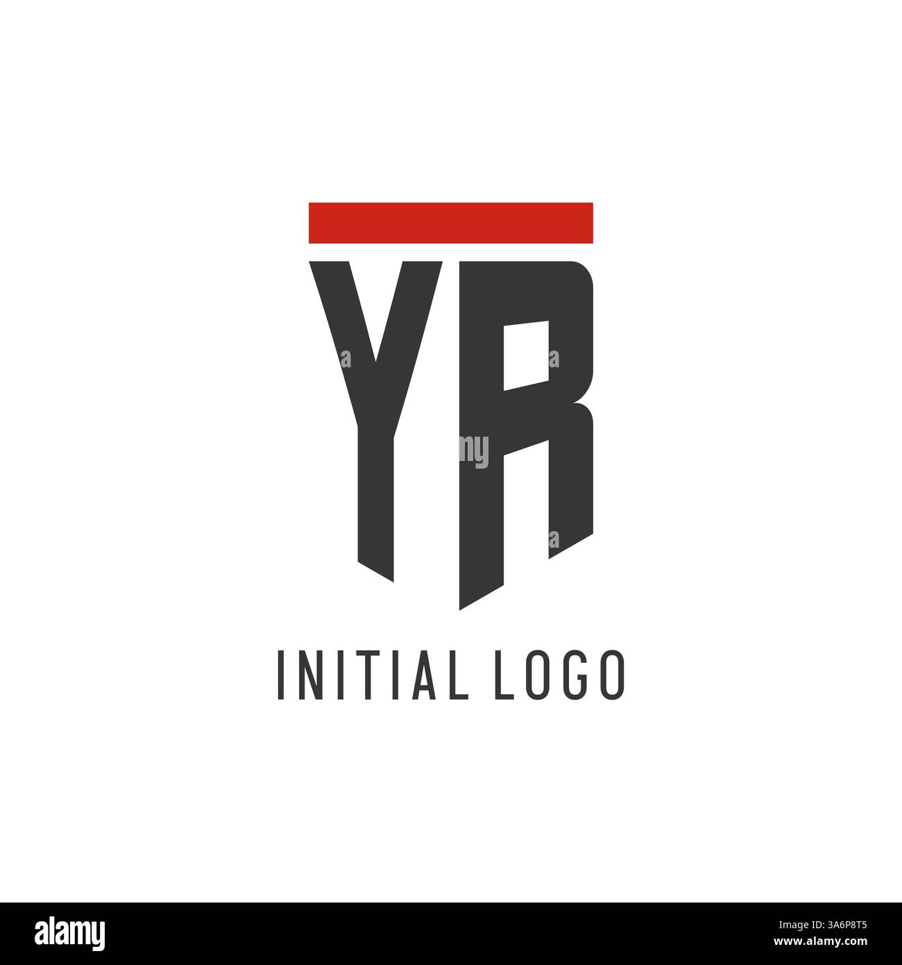 YR initial esport logo with simple shield design style vector graphic Stock Vector