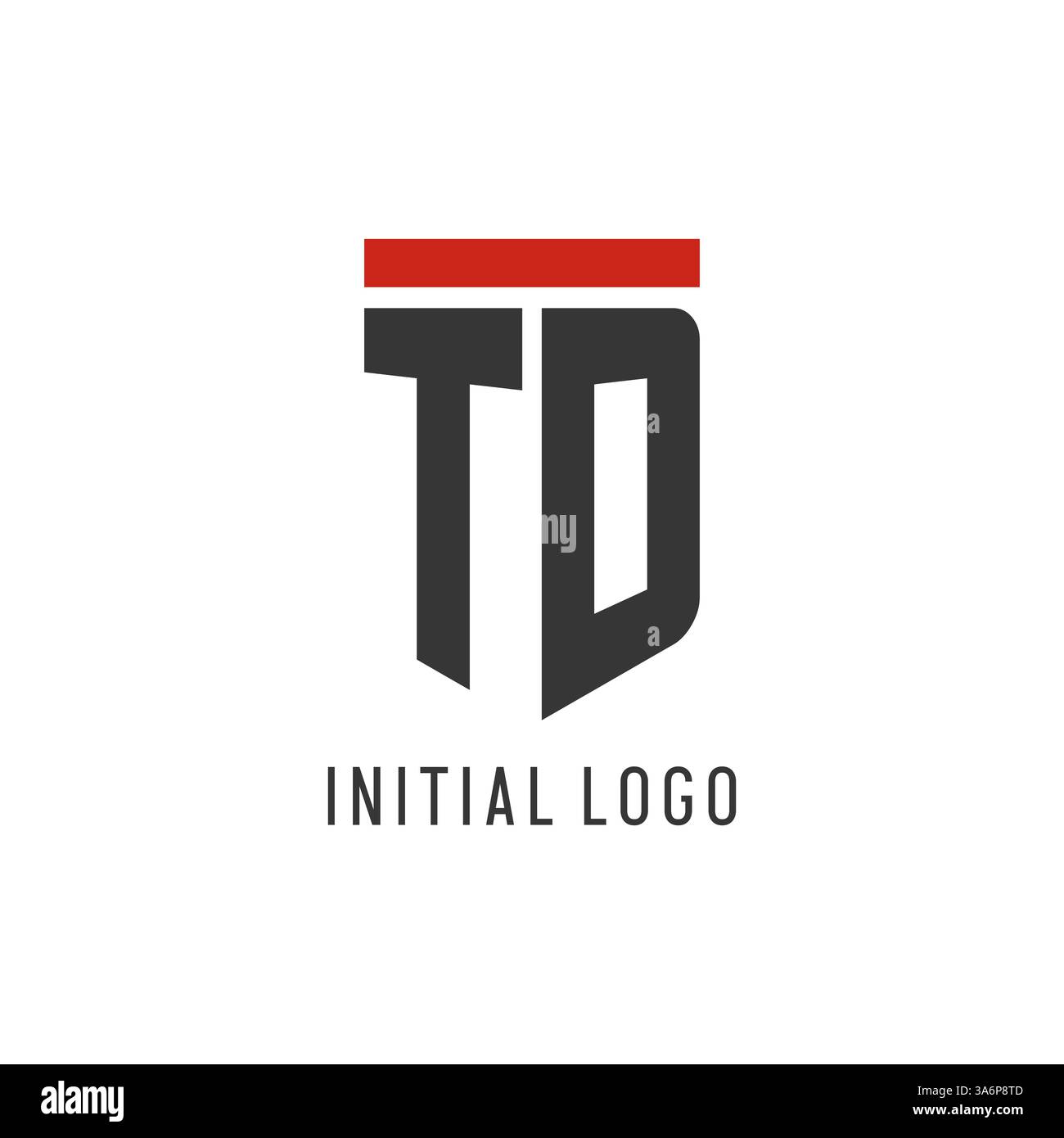 TD initial esport logo with simple shield design style vector graphic Stock Vector