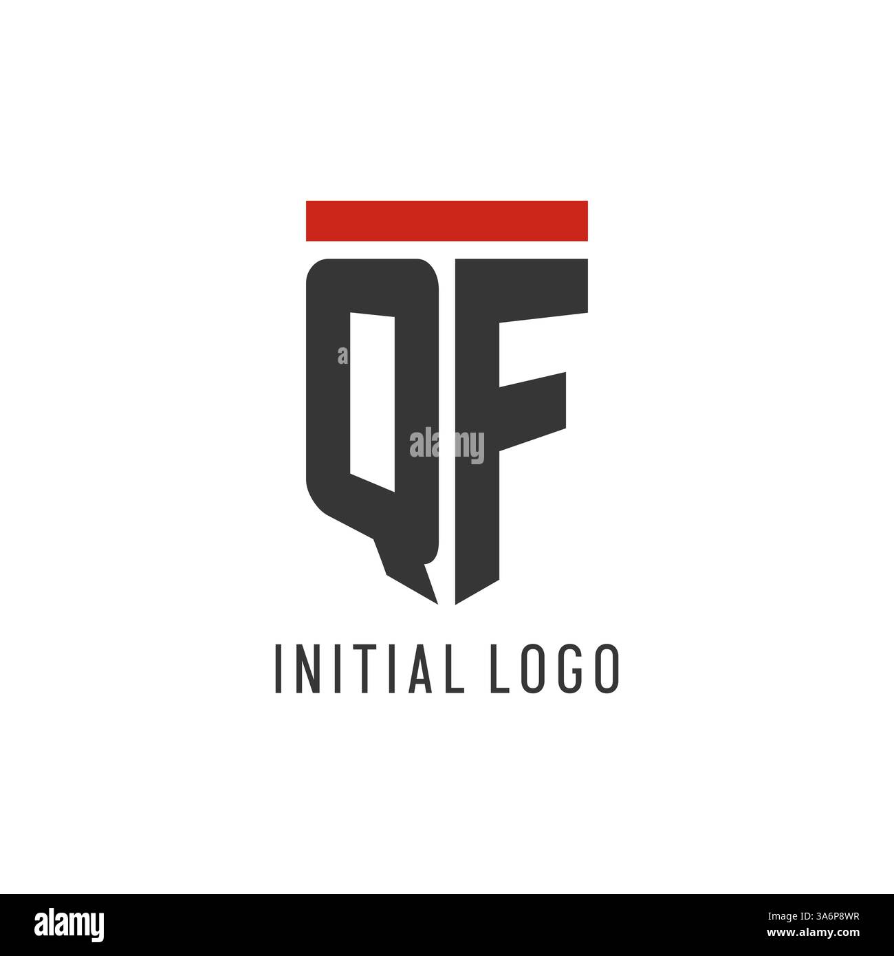 QF initial esport logo with simple shield design style vector graphic Stock Vector