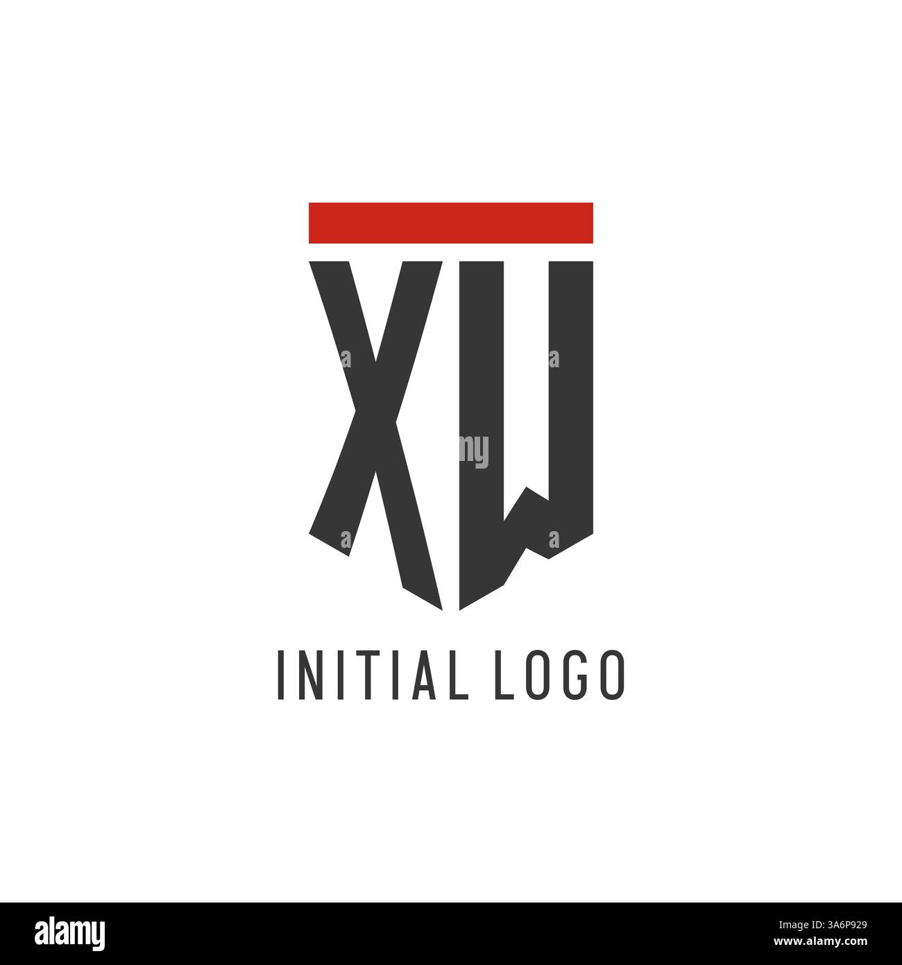 XW initial esport logo with simple shield design style vector graphic Stock Vector