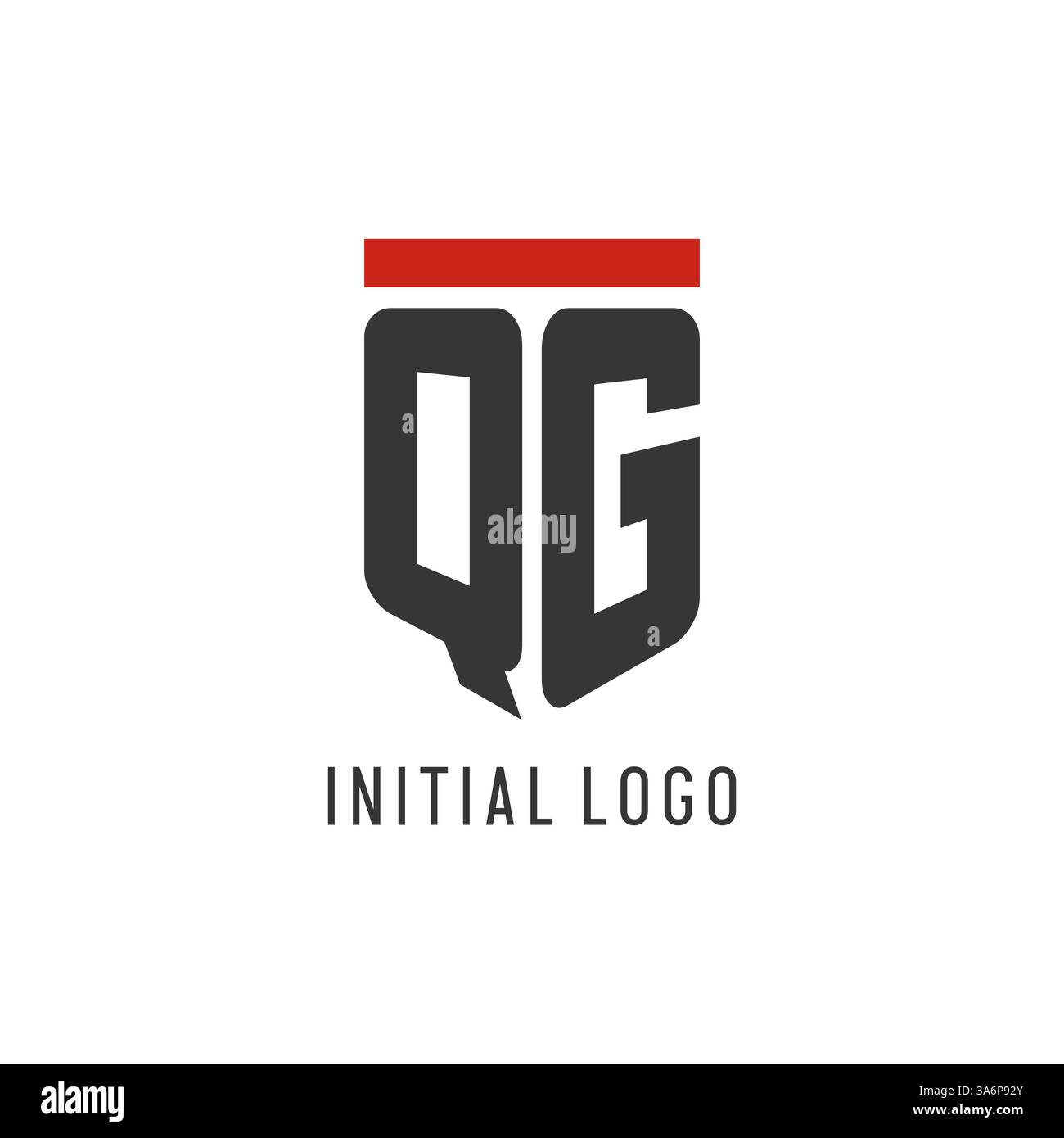 QG initial esport logo with simple shield design style vector graphic Stock Vector
