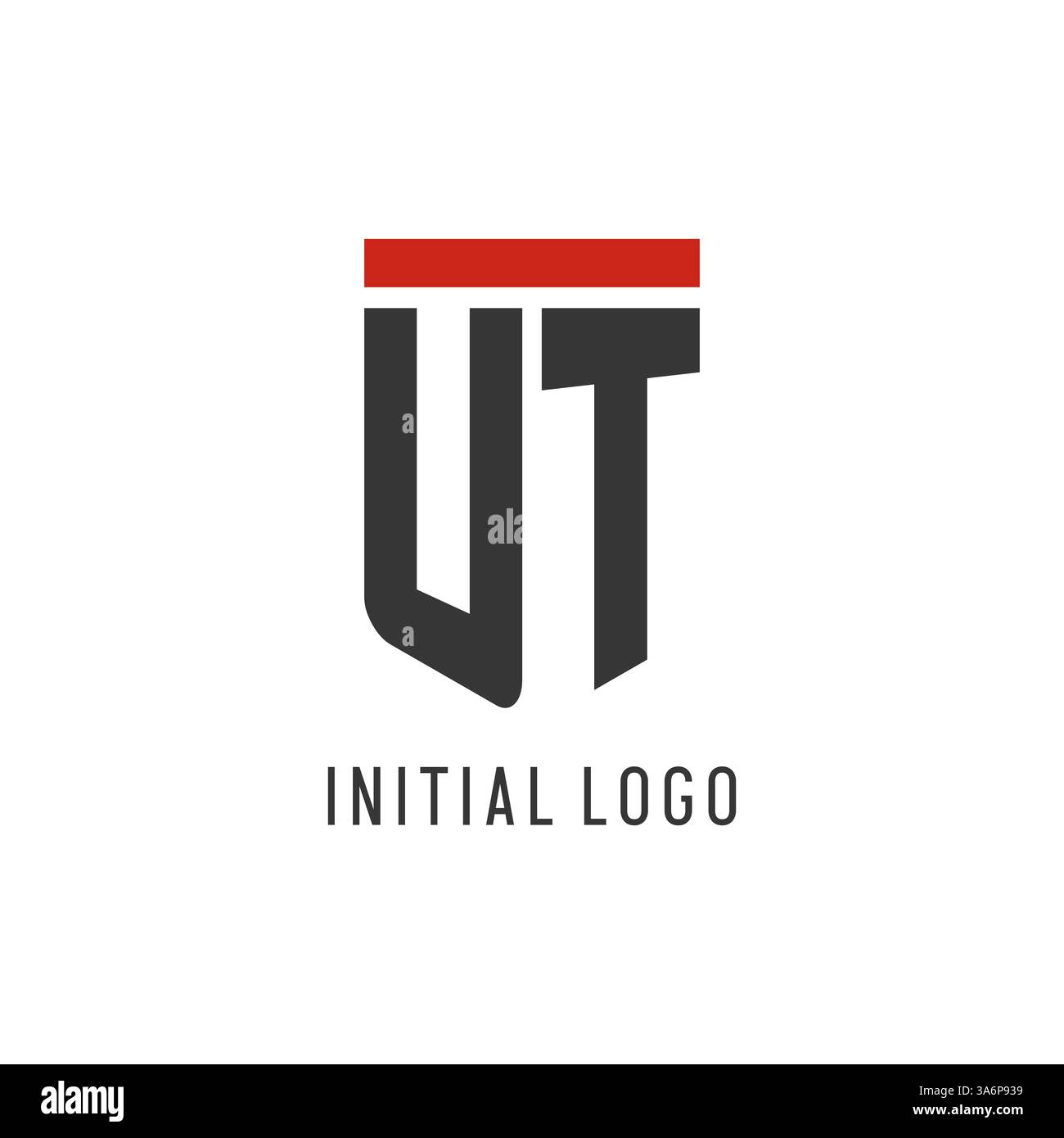 UT initial esport logo with simple shield design style vector graphic Stock Vector