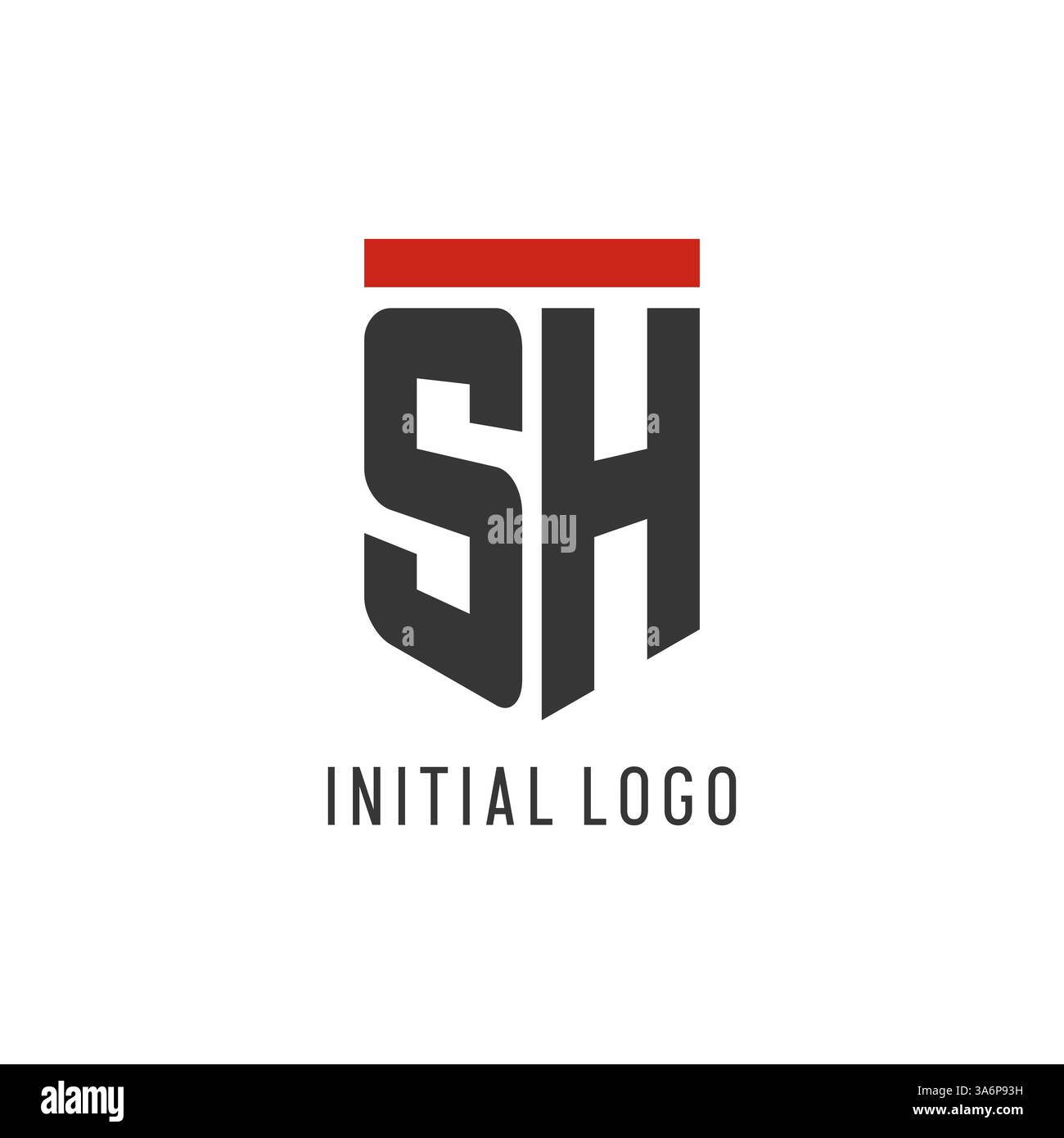 SH initial esport logo with simple shield design style vector graphic Stock Vector
