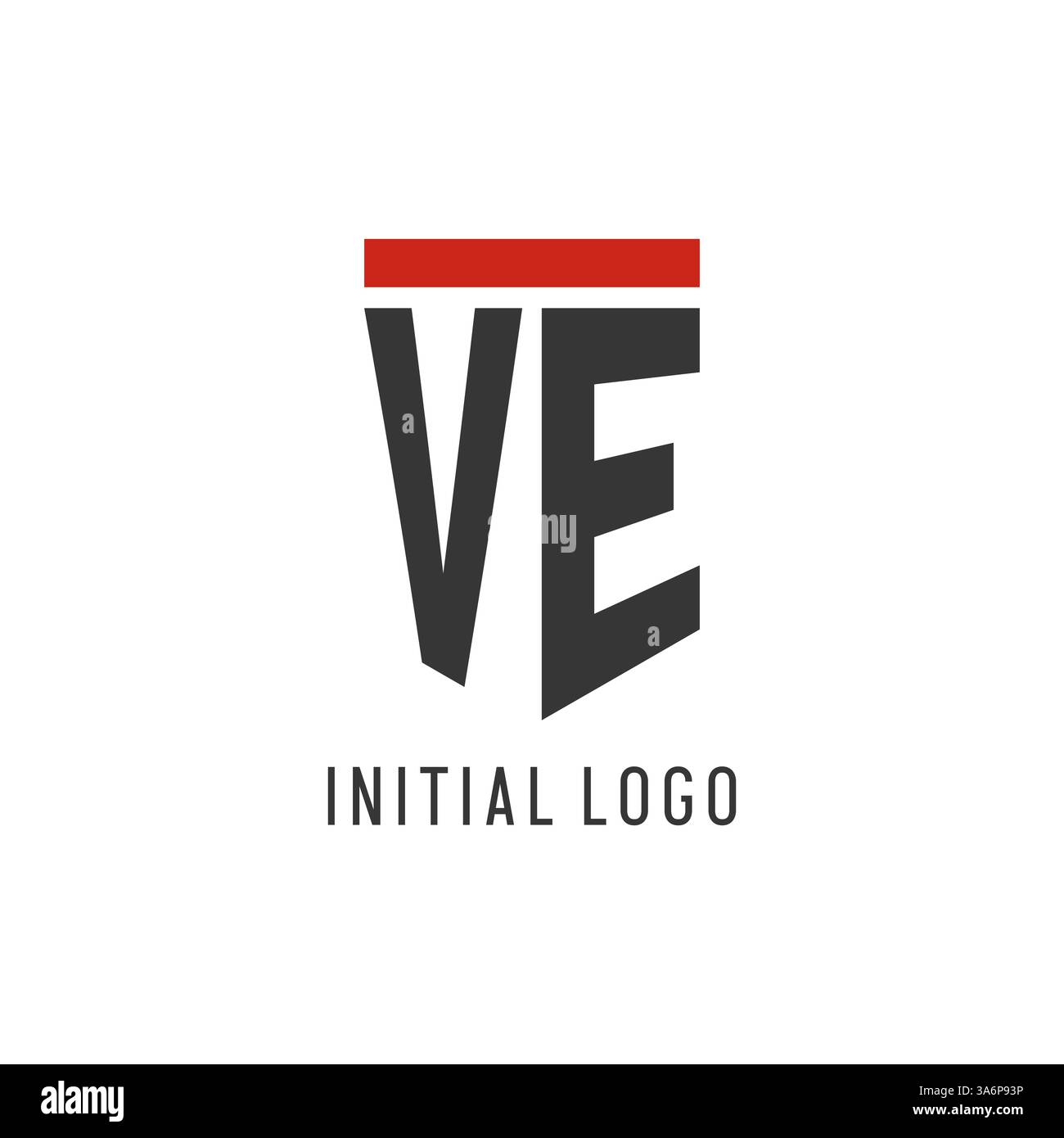 VE initial esport logo with simple shield design style vector graphic Stock Vector