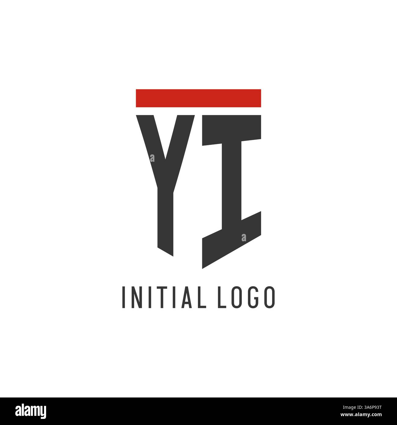 YI initial esport logo with simple shield design style vector graphic Stock Vector
