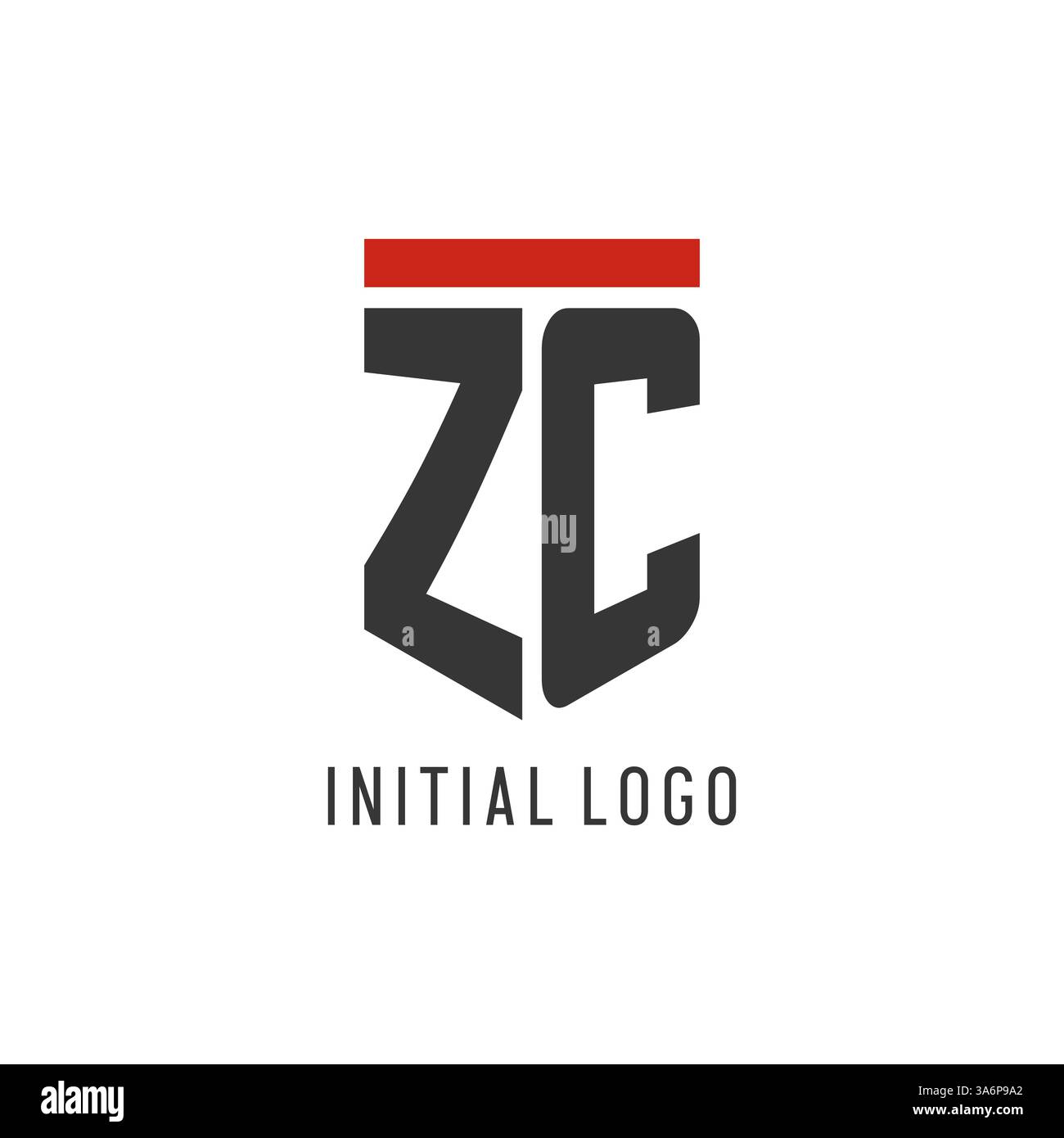 ZC initial esport logo with simple shield design style vector graphic Stock Vector