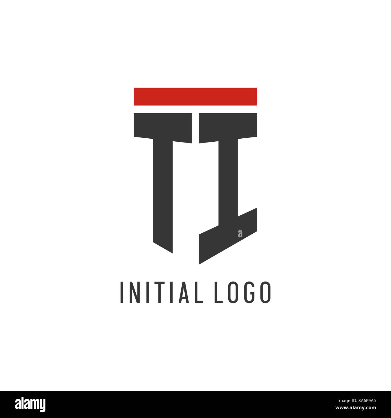 TI initial esport logo with simple shield design style vector graphic Stock Vector