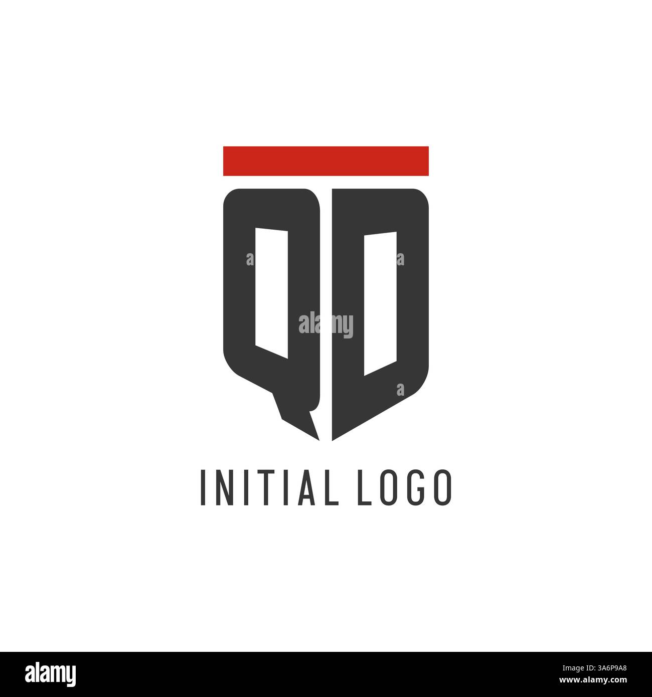 QD initial esport logo with simple shield design style vector graphic Stock Vector
