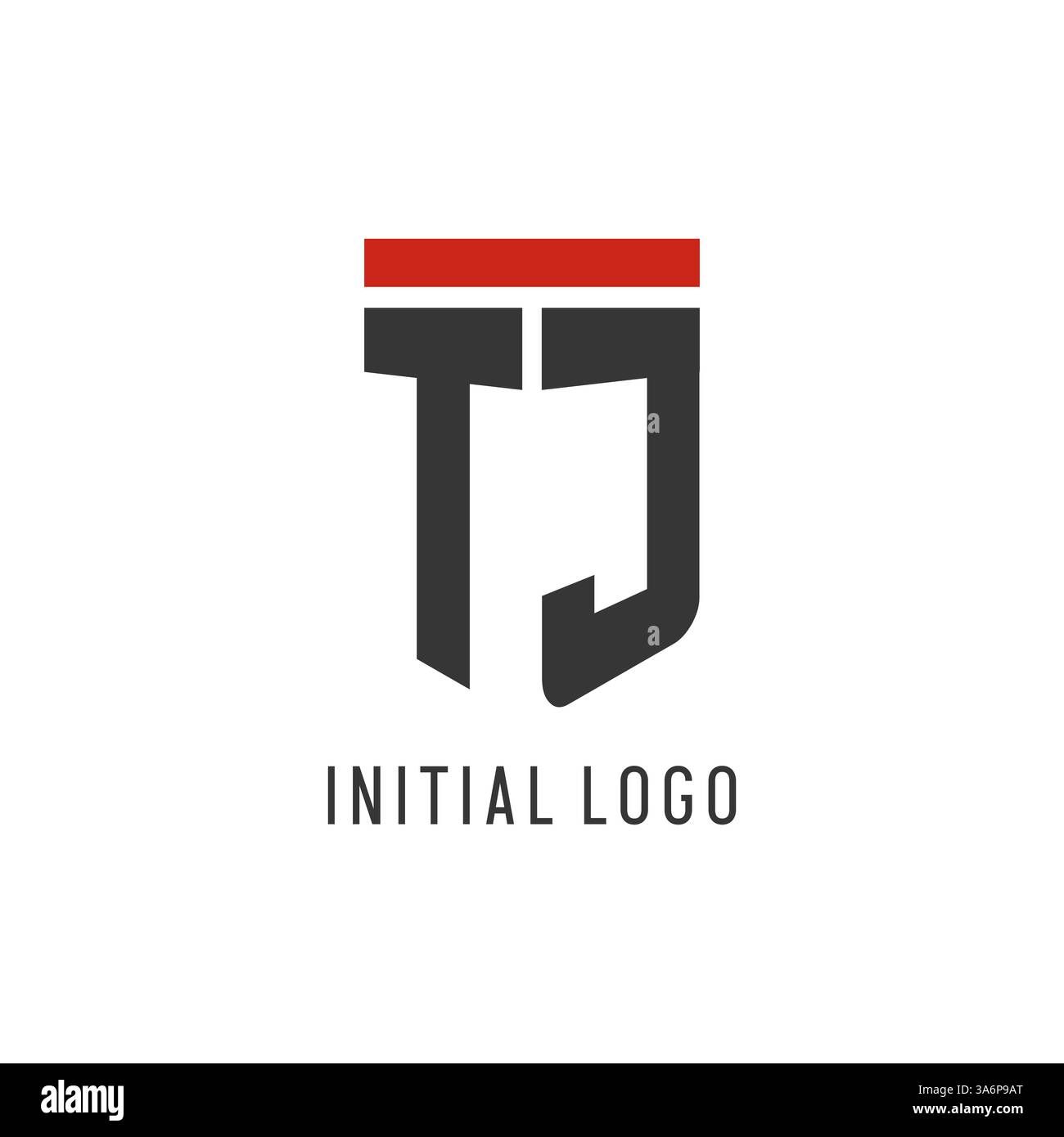 TJ initial esport logo with simple shield design style vector graphic Stock Vector