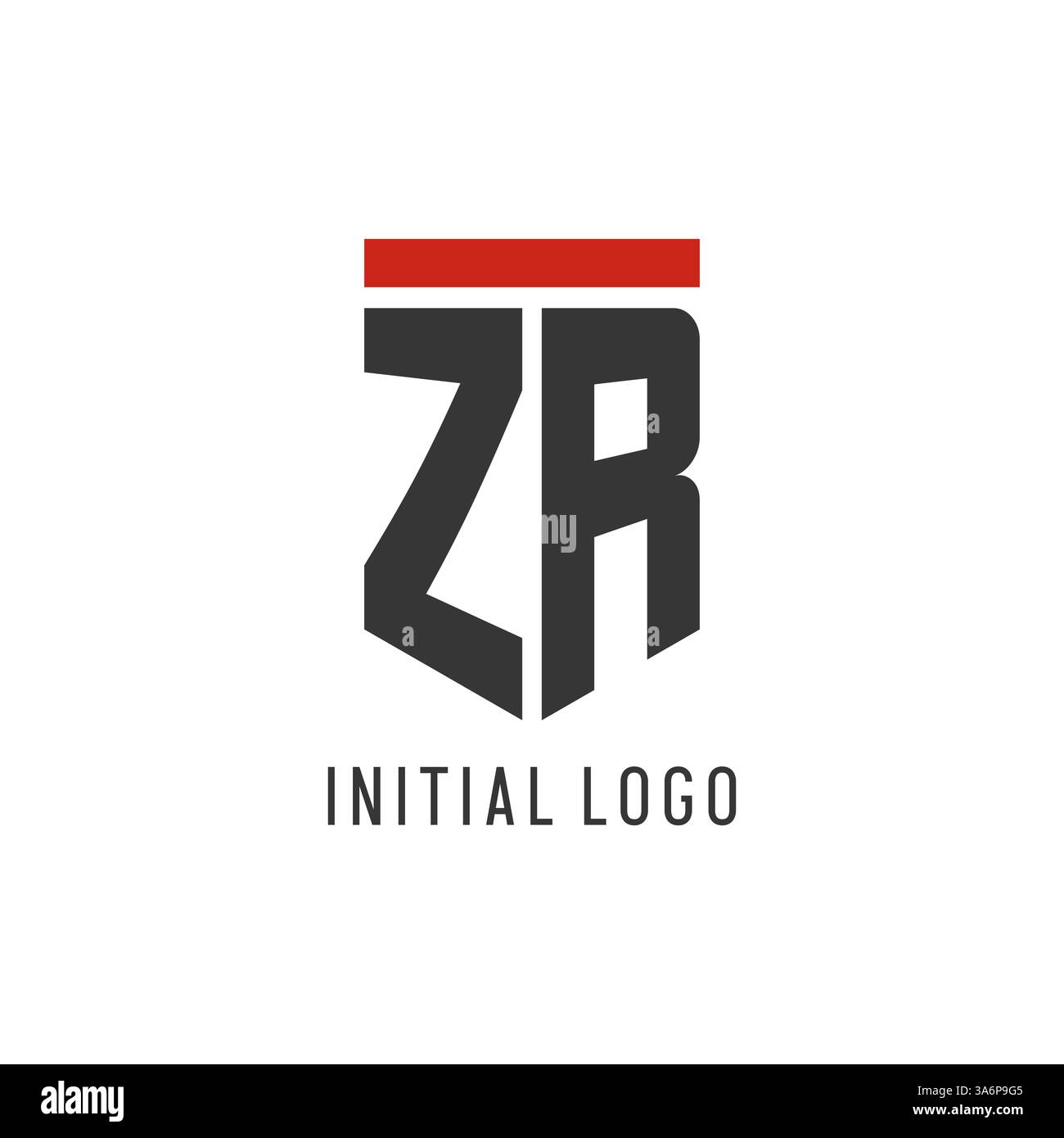 ZR initial esport logo with simple shield design style vector graphic Stock Vector