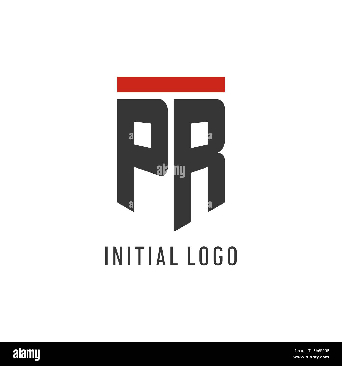 PR initial esport logo with simple shield design style vector graphic Stock Vector