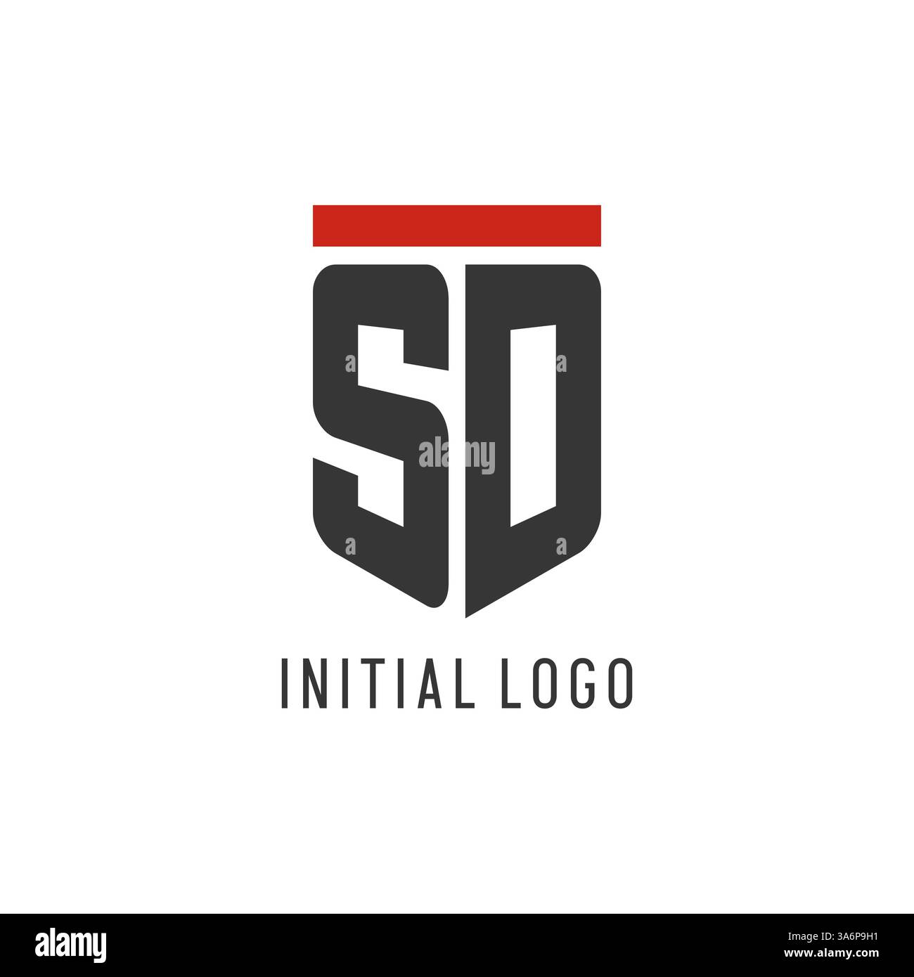SD initial esport logo with simple shield design style vector graphic Stock Vector
