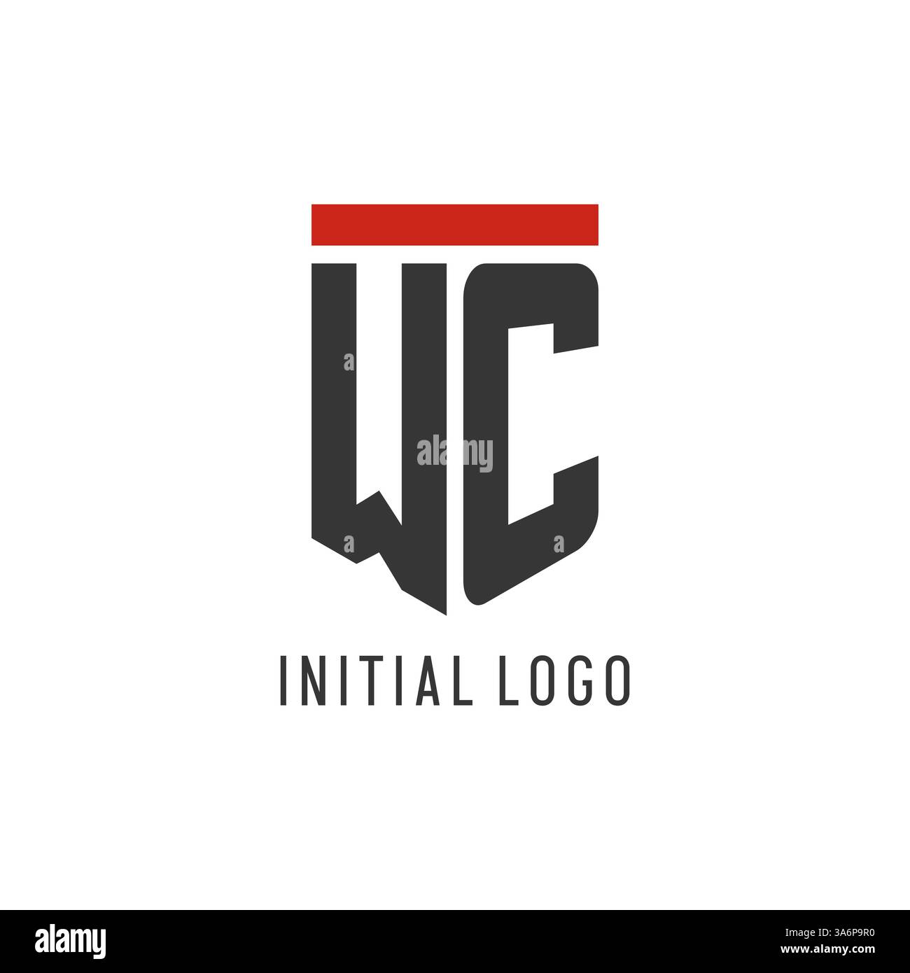 WC initial esport logo with simple shield design style vector graphic Stock Vector