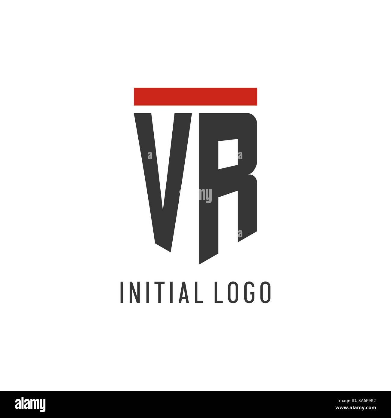 VR initial esport logo with simple shield design style vector graphic Stock Vector