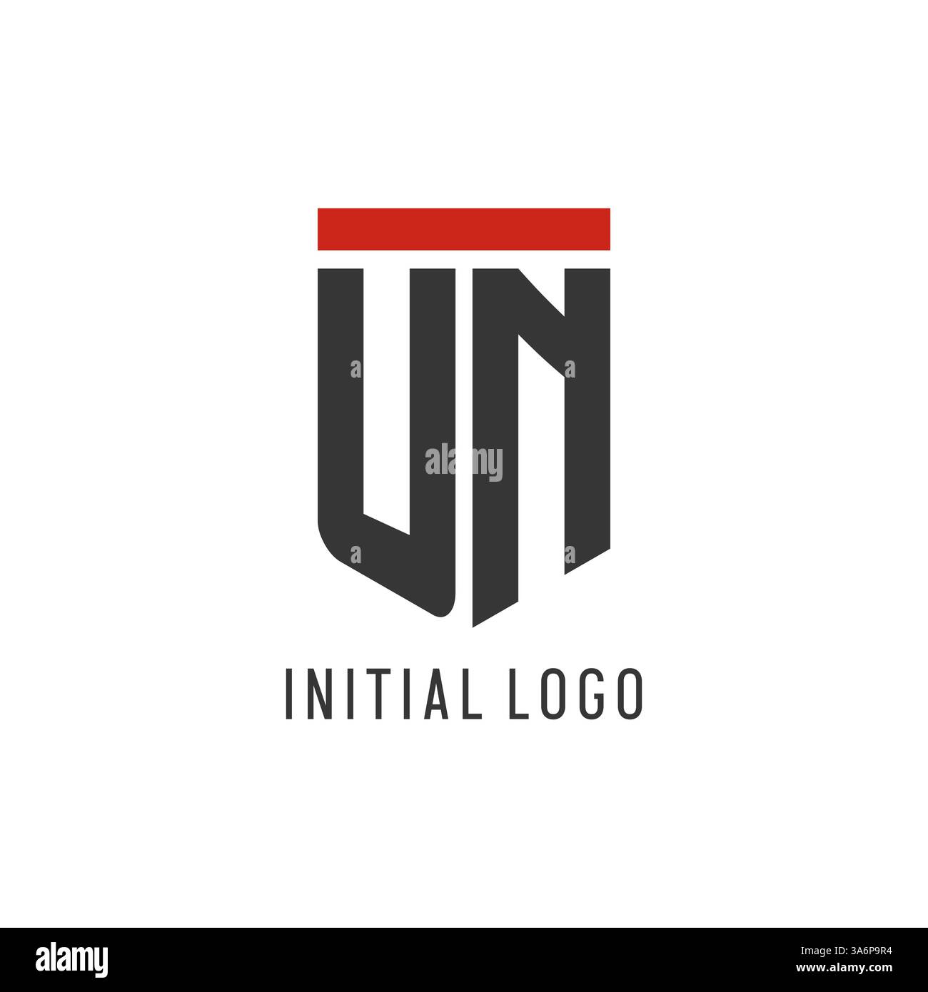 UN initial esport logo with simple shield design style vector graphic Stock Vector