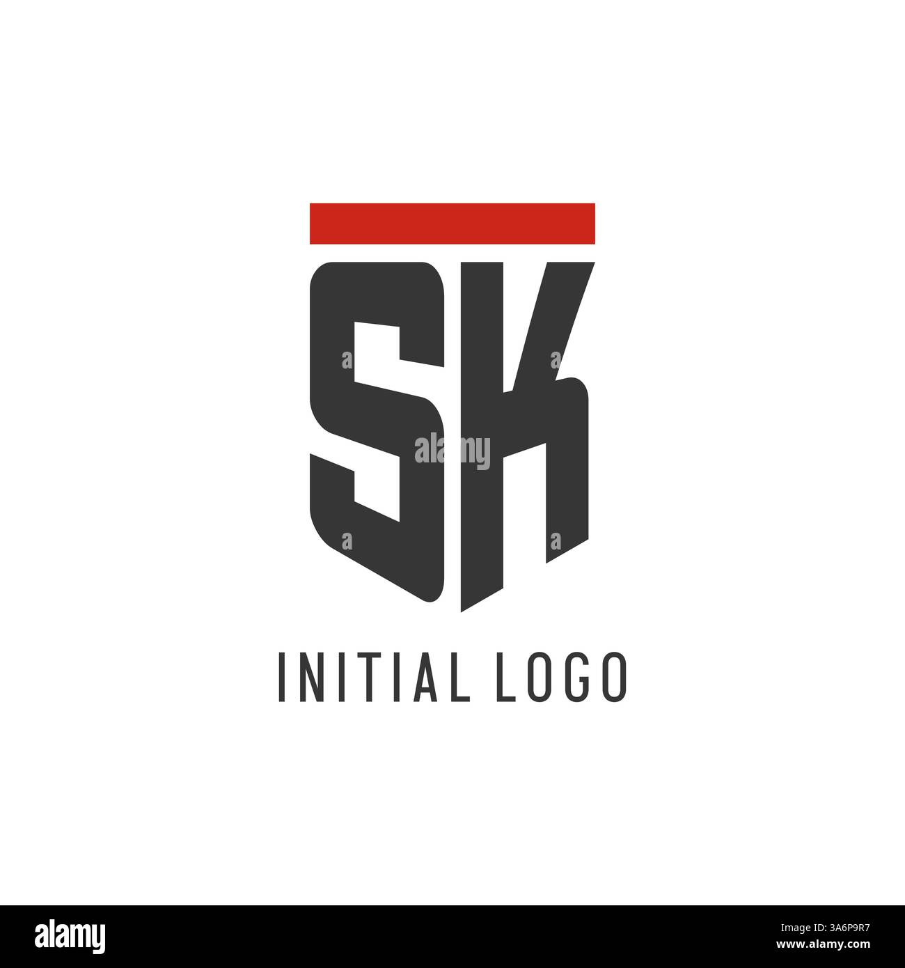 SK initial esport logo with simple shield design style vector graphic Stock Vector