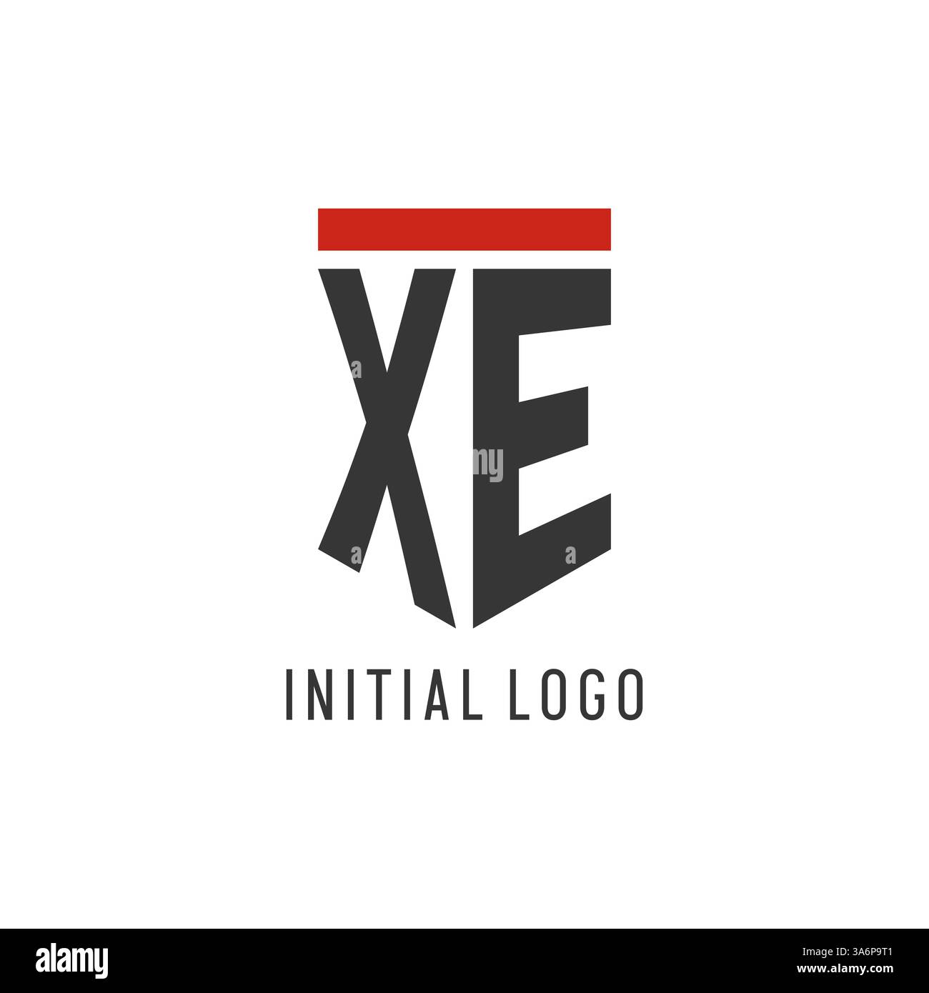 XE initial esport logo with simple shield design style vector graphic Stock Vector