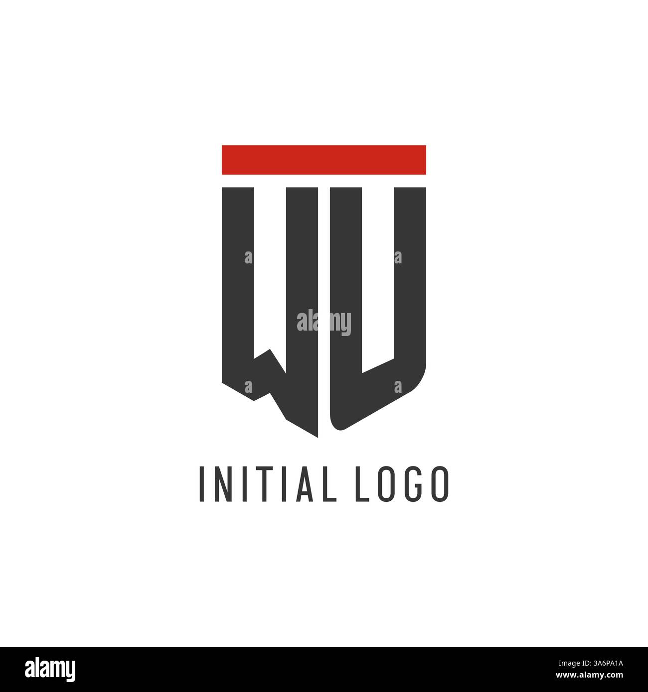 WU initial esport logo with simple shield design style vector graphic Stock Vector