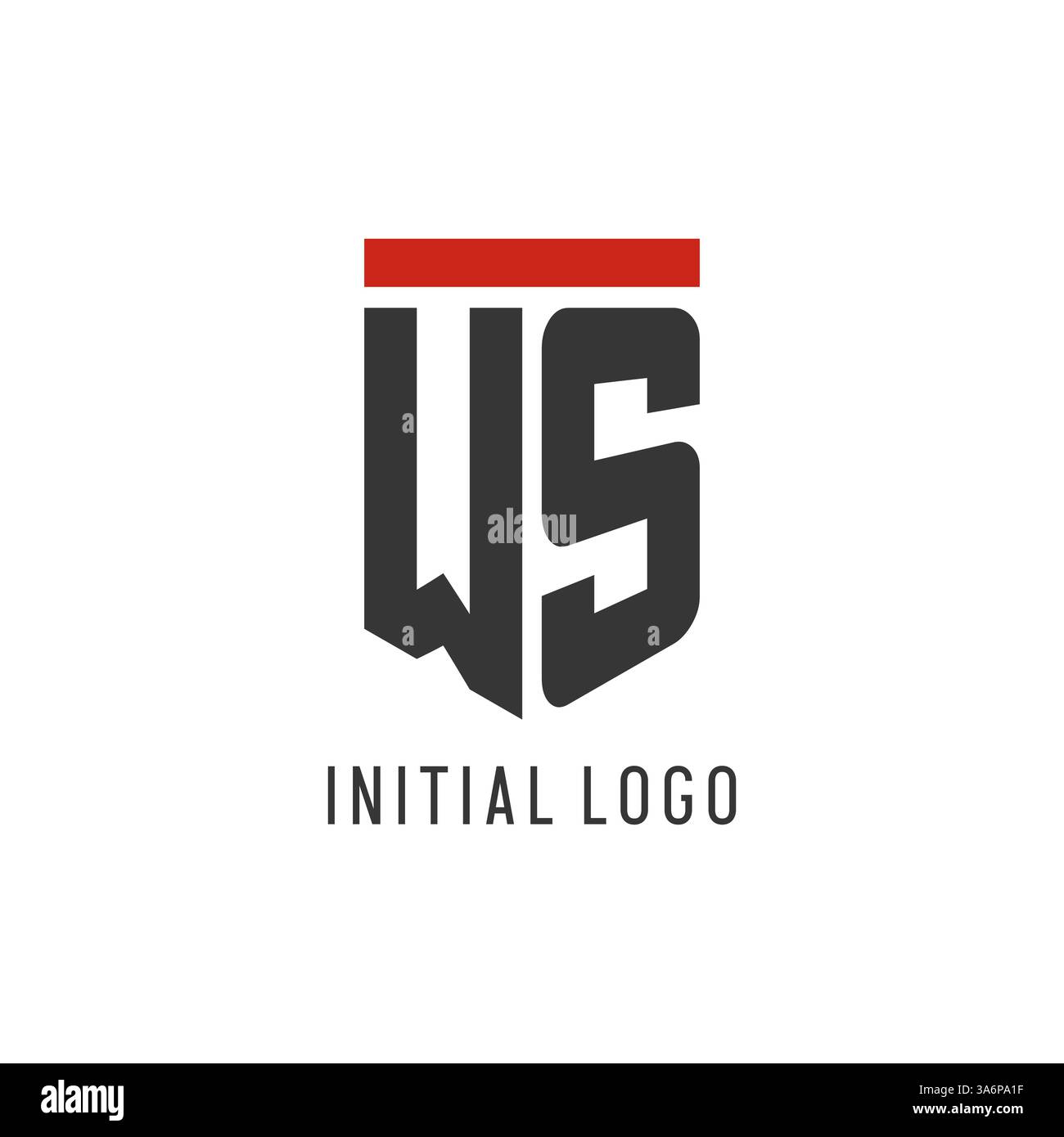 WS initial esport logo with simple shield design style vector graphic Stock Vector