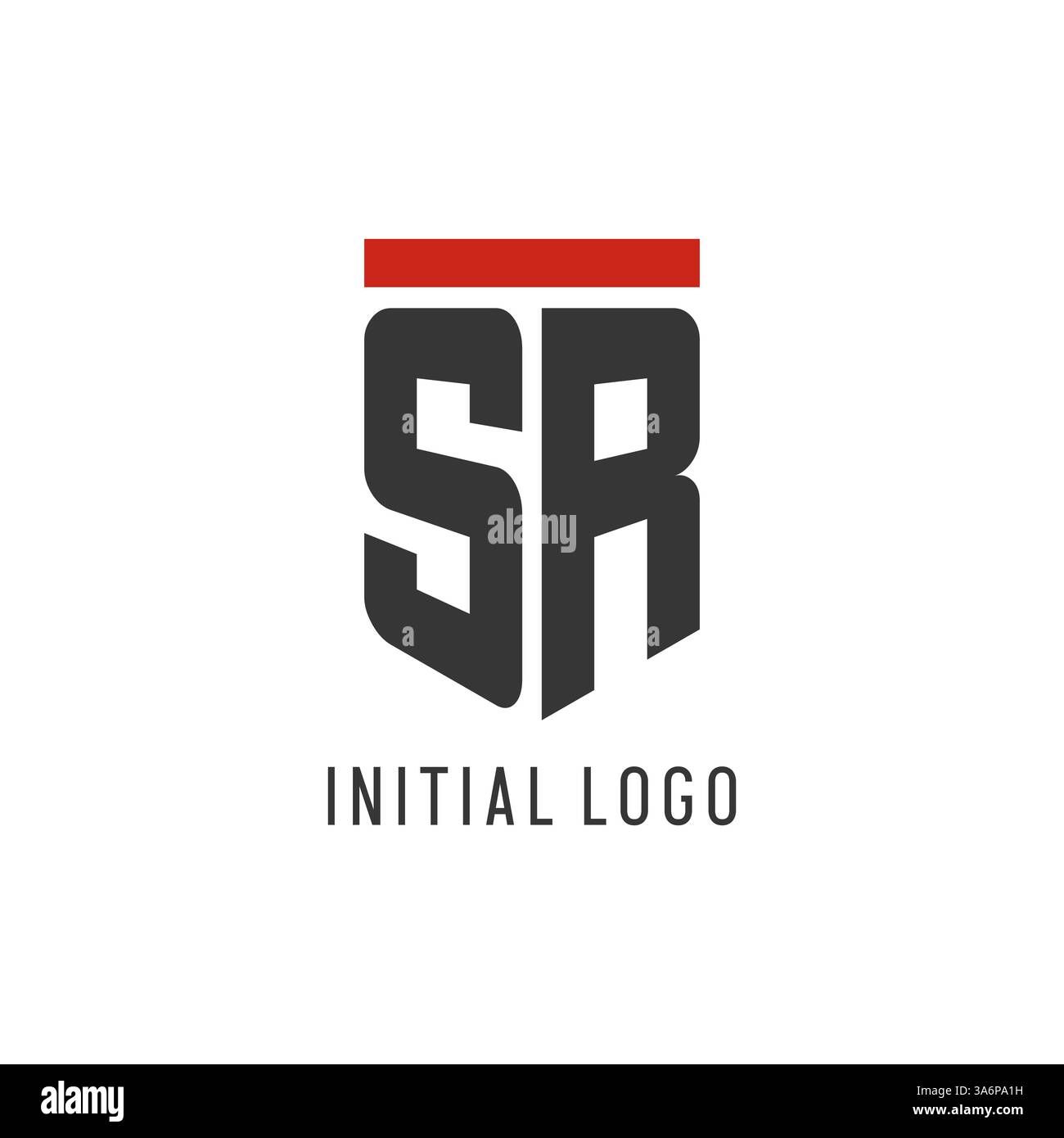 SR initial esport logo with simple shield design style vector graphic Stock Vector