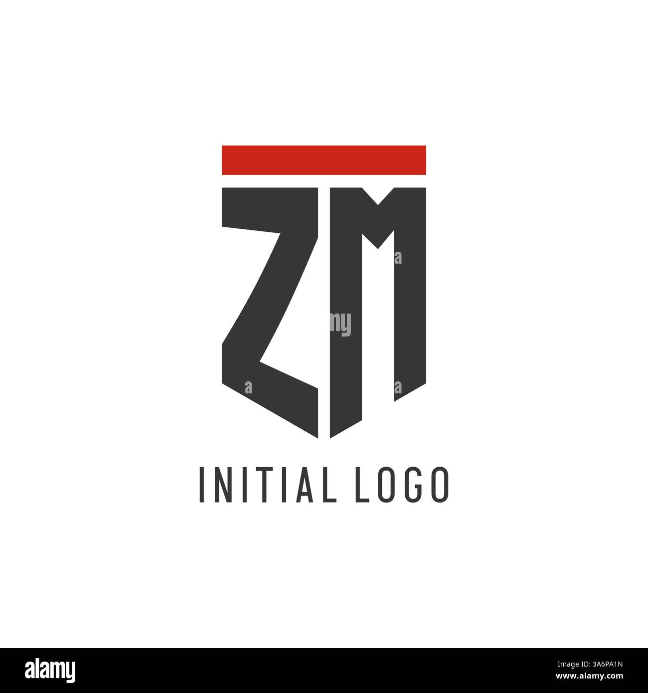 ZM initial esport logo with simple shield design style vector graphic Stock Vector