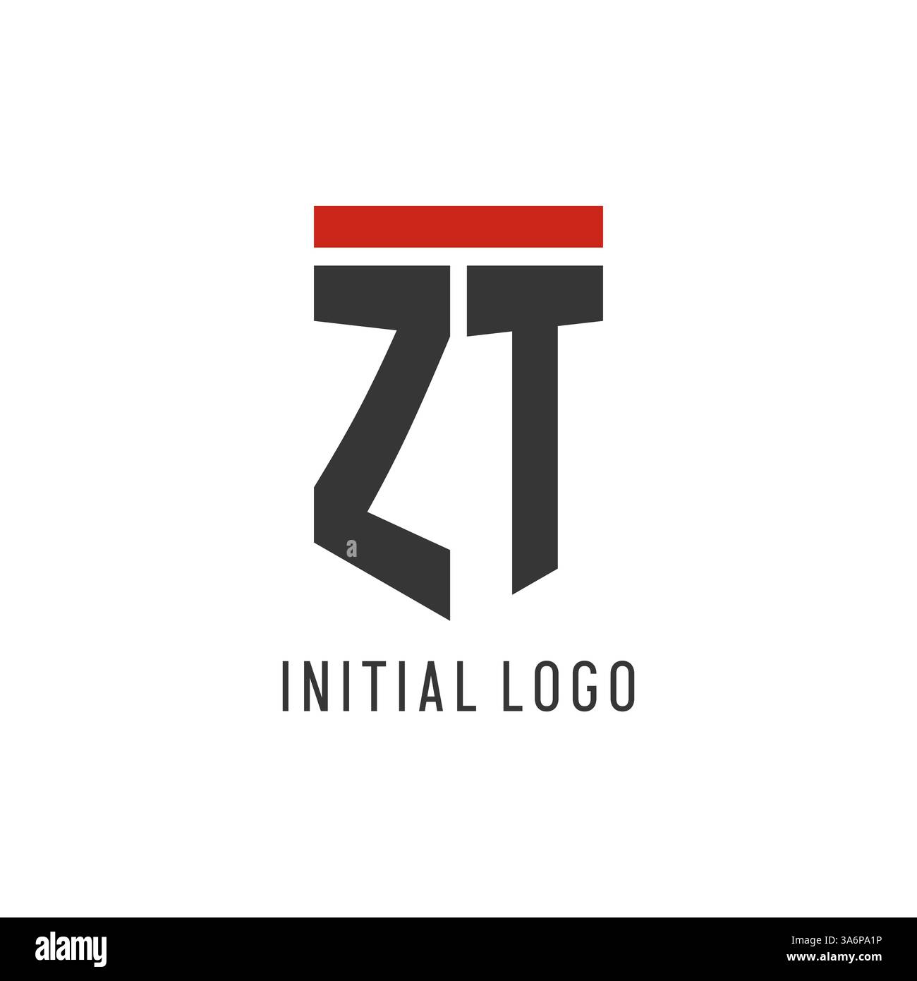 ZT initial esport logo with simple shield design style vector graphic Stock Vector