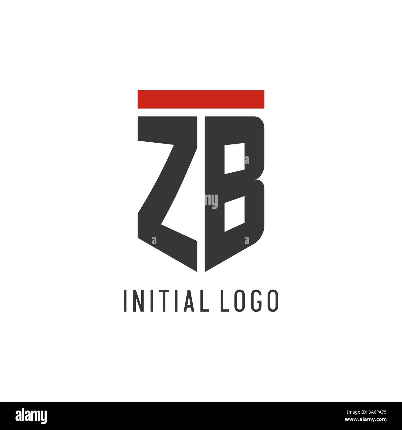 ZB initial esport logo with simple shield design style vector graphic Stock Vector