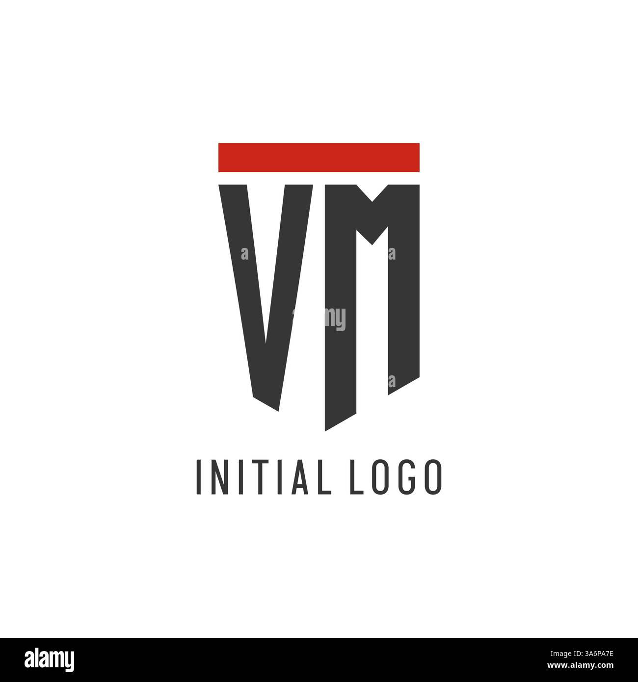 VM initial esport logo with simple shield design style vector graphic Stock Vector