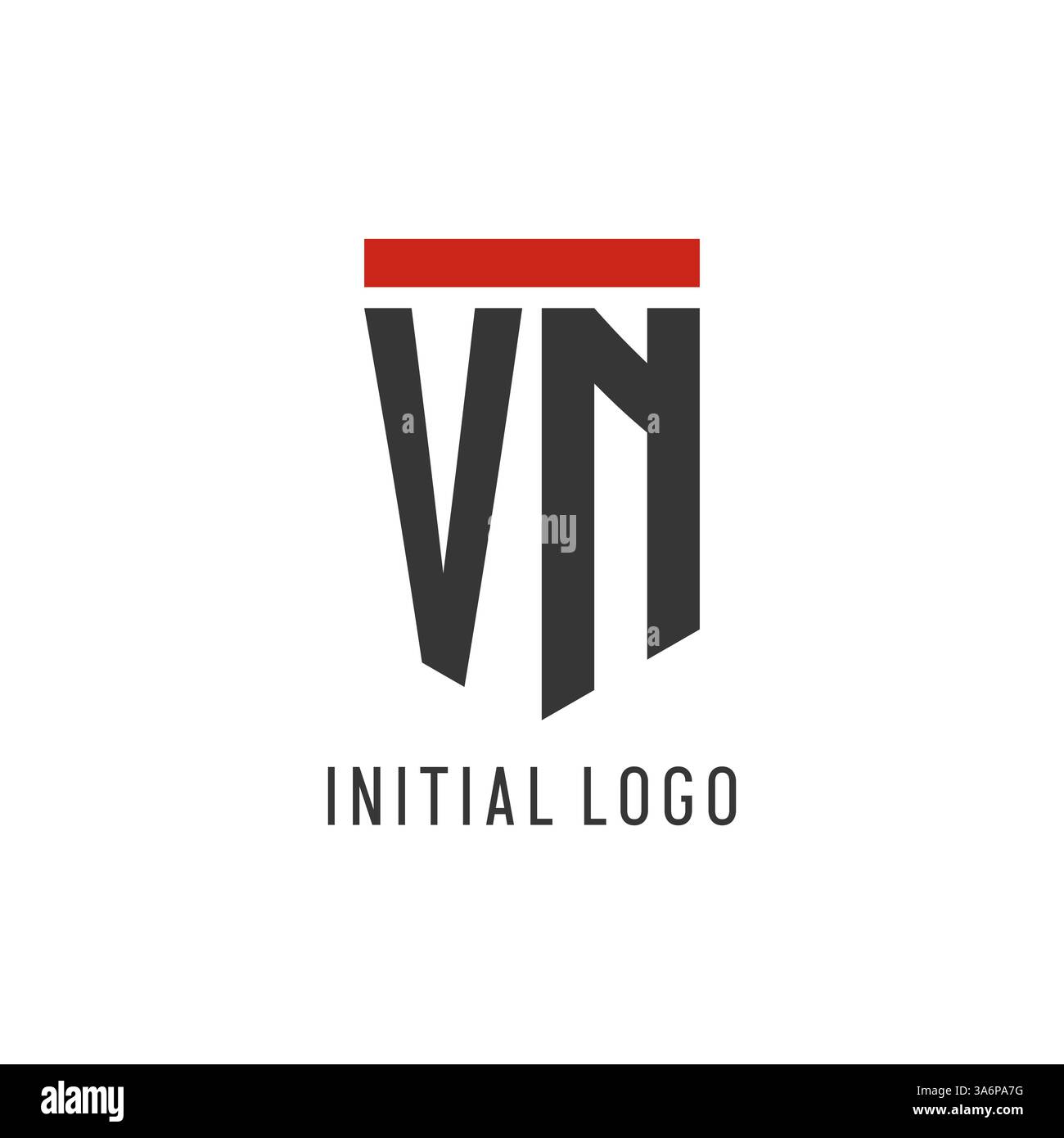 VN initial esport logo with simple shield design style vector graphic Stock Vector