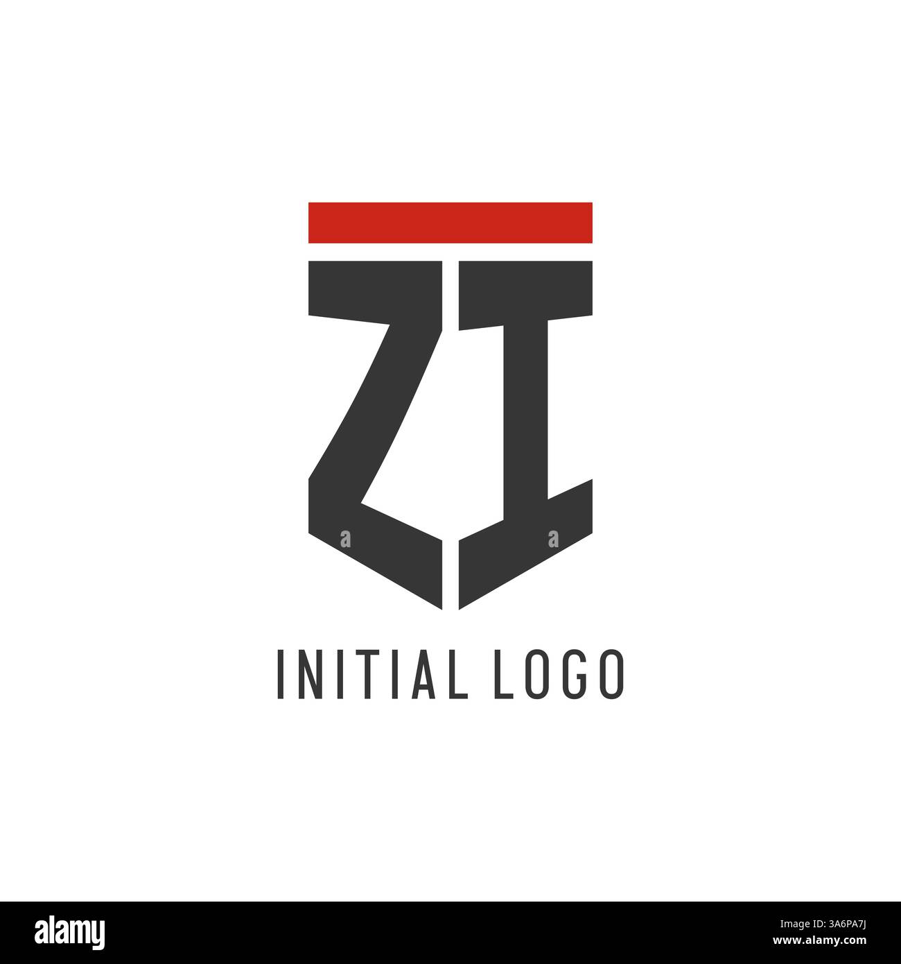 ZI initial esport logo with simple shield design style vector graphic Stock Vector