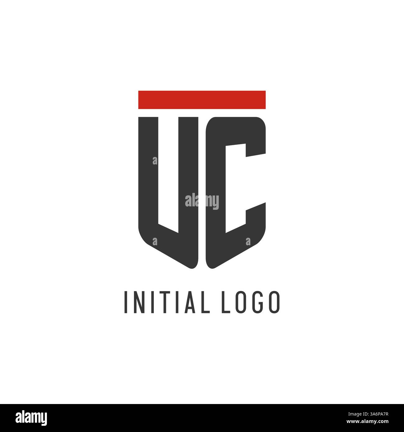 UC initial esport logo with simple shield design style vector graphic Stock Vector