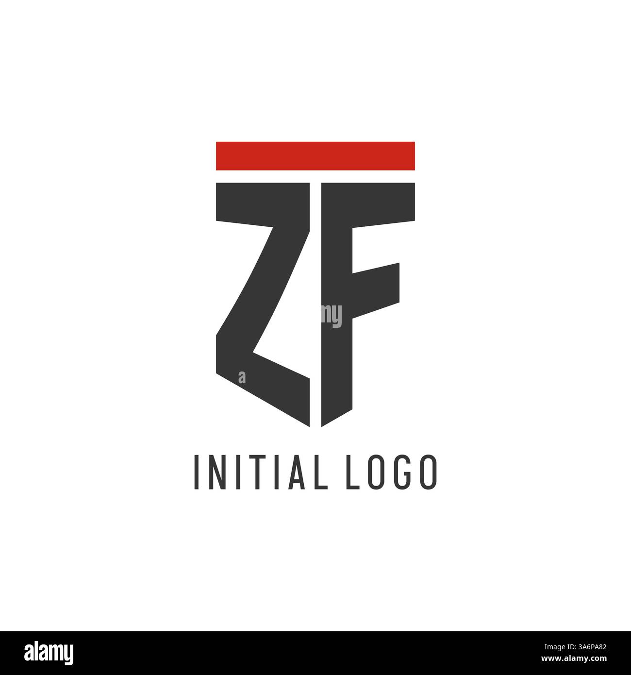 ZF initial esport logo with simple shield design style vector graphic Stock Vector