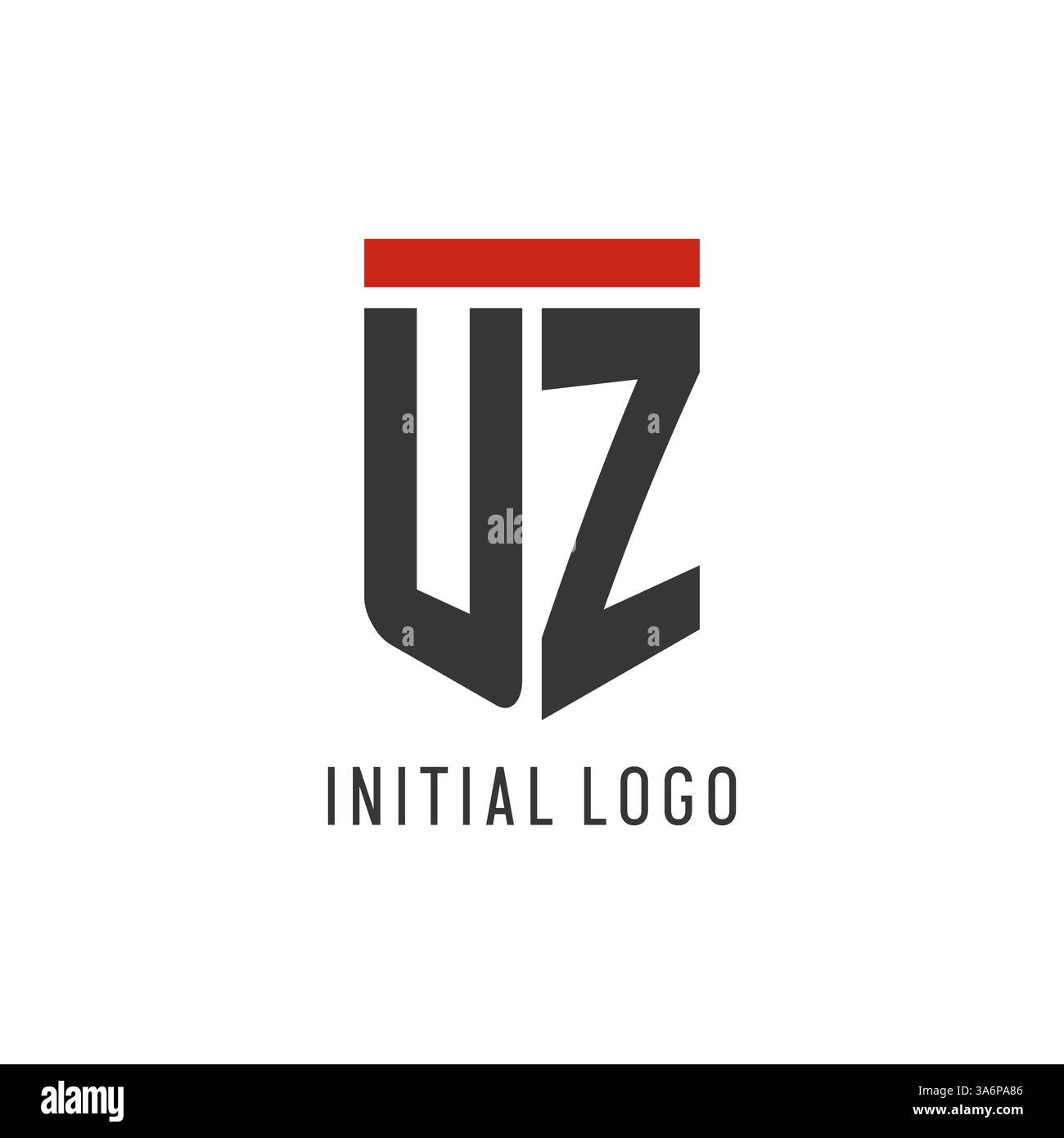 UZ initial esport logo with simple shield design style vector graphic Stock Vector