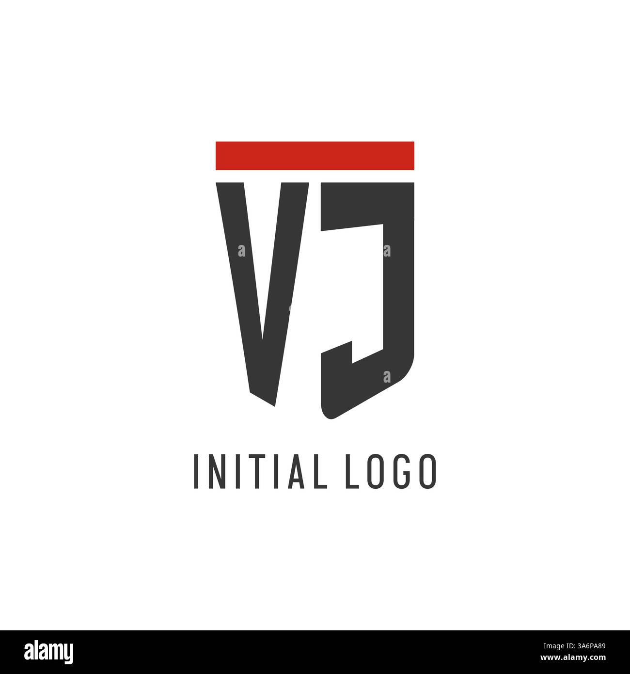 VJ initial esport logo with simple shield design style vector graphic Stock Vector