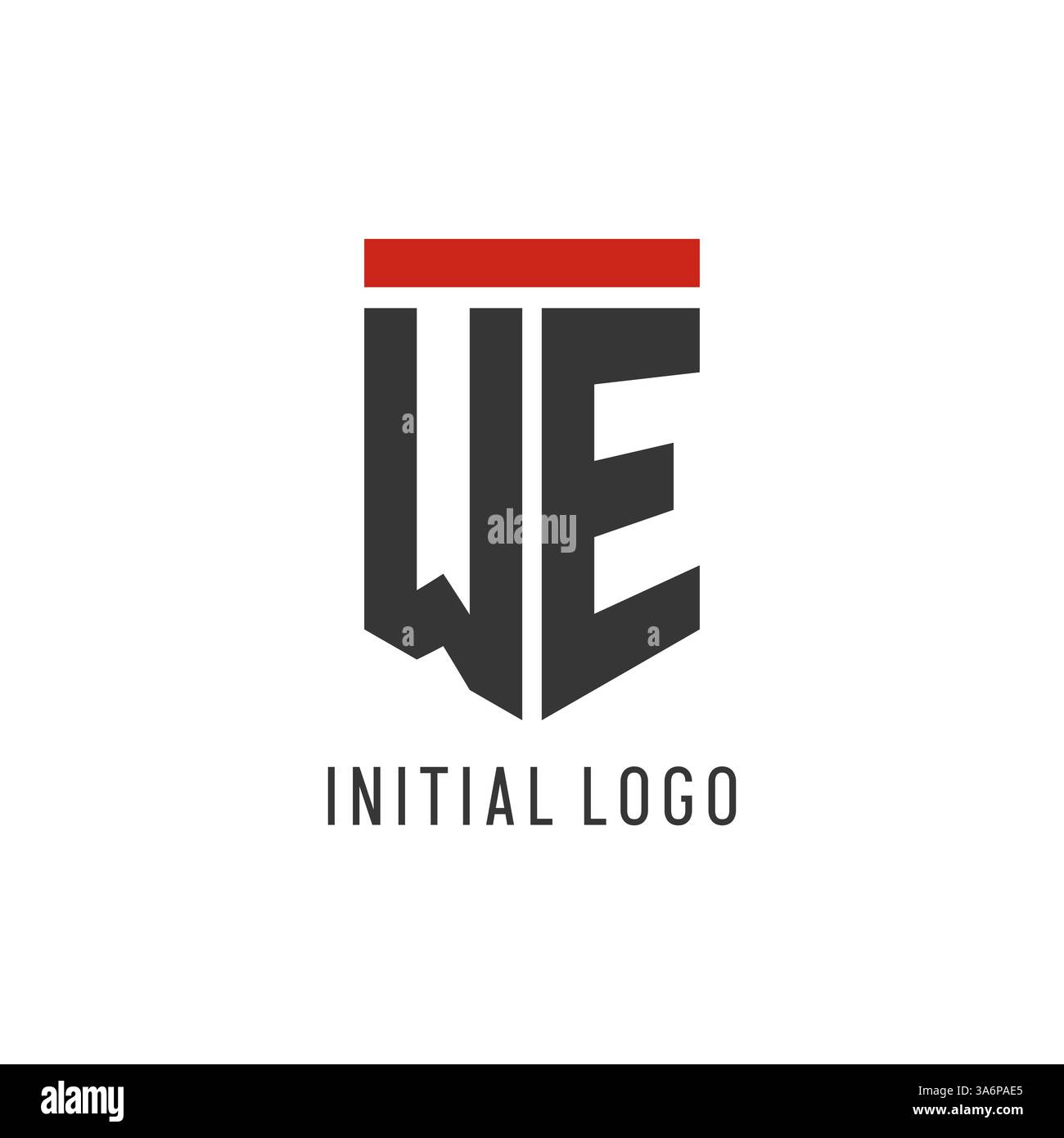 WE initial esport logo with simple shield design style vector graphic Stock Vector