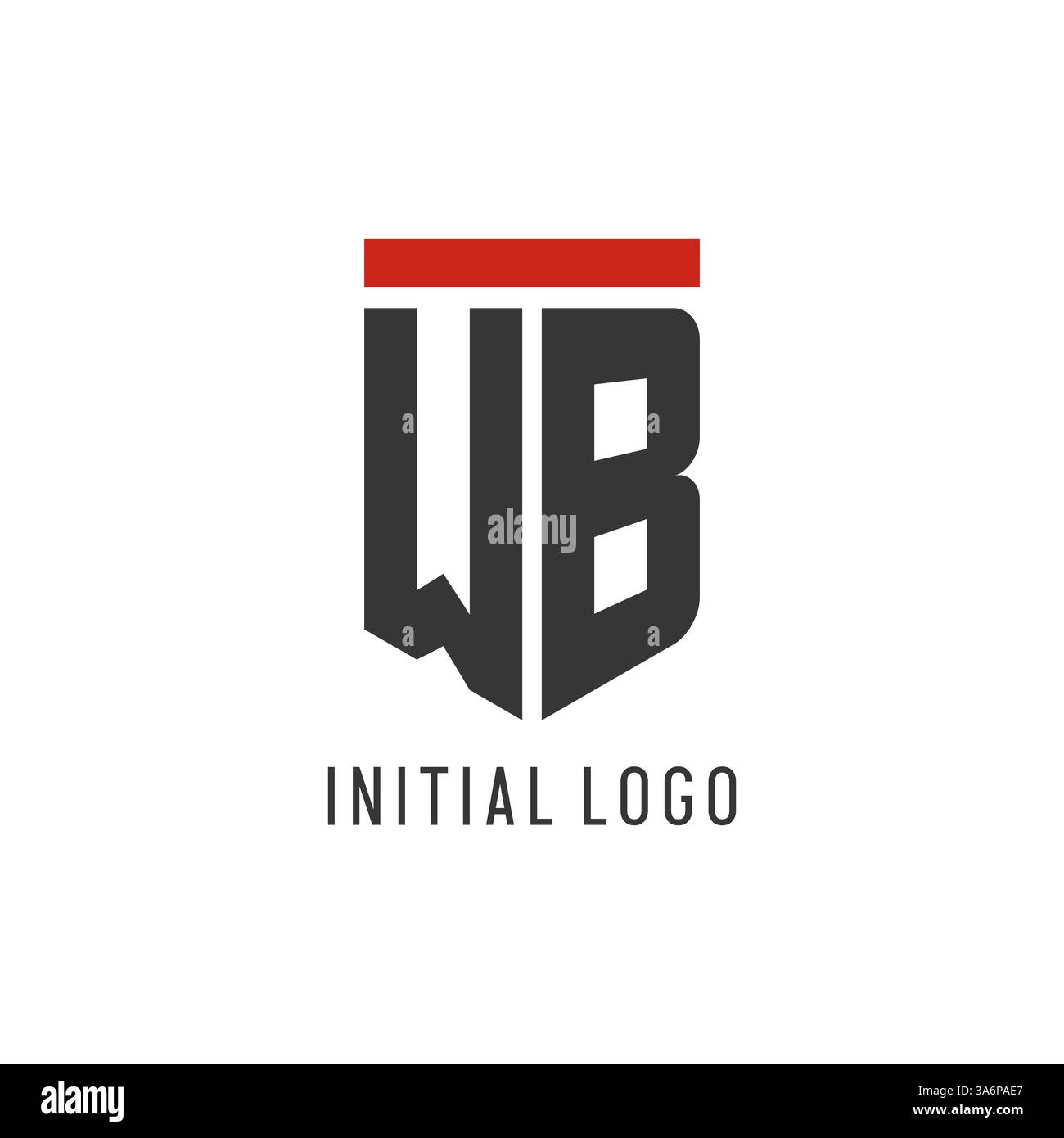 WB initial esport logo with simple shield design style vector graphic Stock Vector